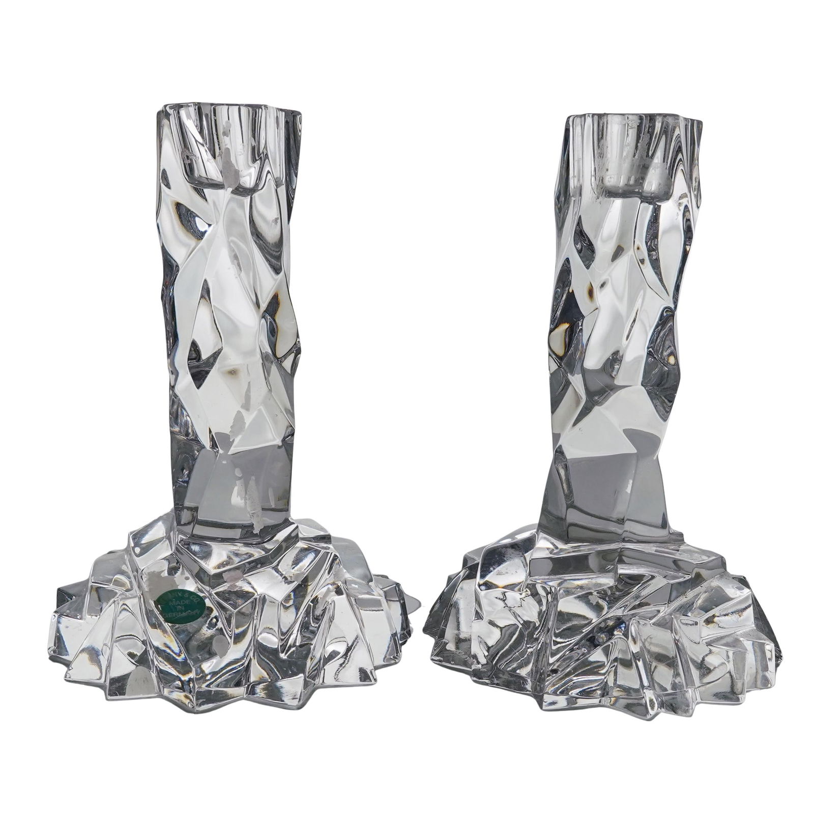 Pair Tiffany & Co. "Rock Cut" Crystal Candlesticks (1 of 6)