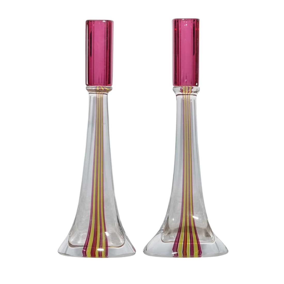 Pair James Nadal Cased Glass Candlesticks (1 of 5)