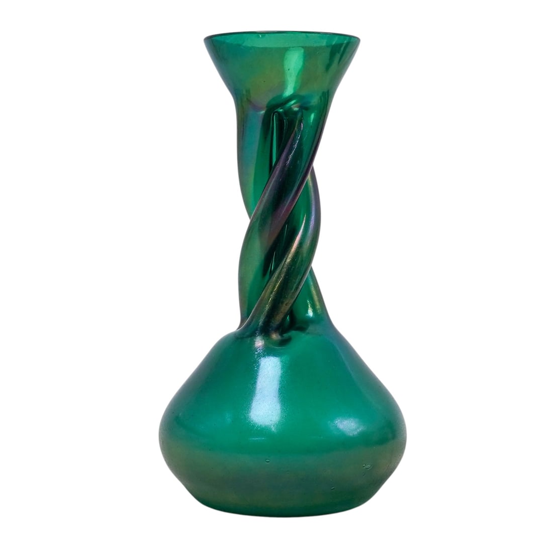 Iridescent Green Art Glass Vase (1 of 8)
