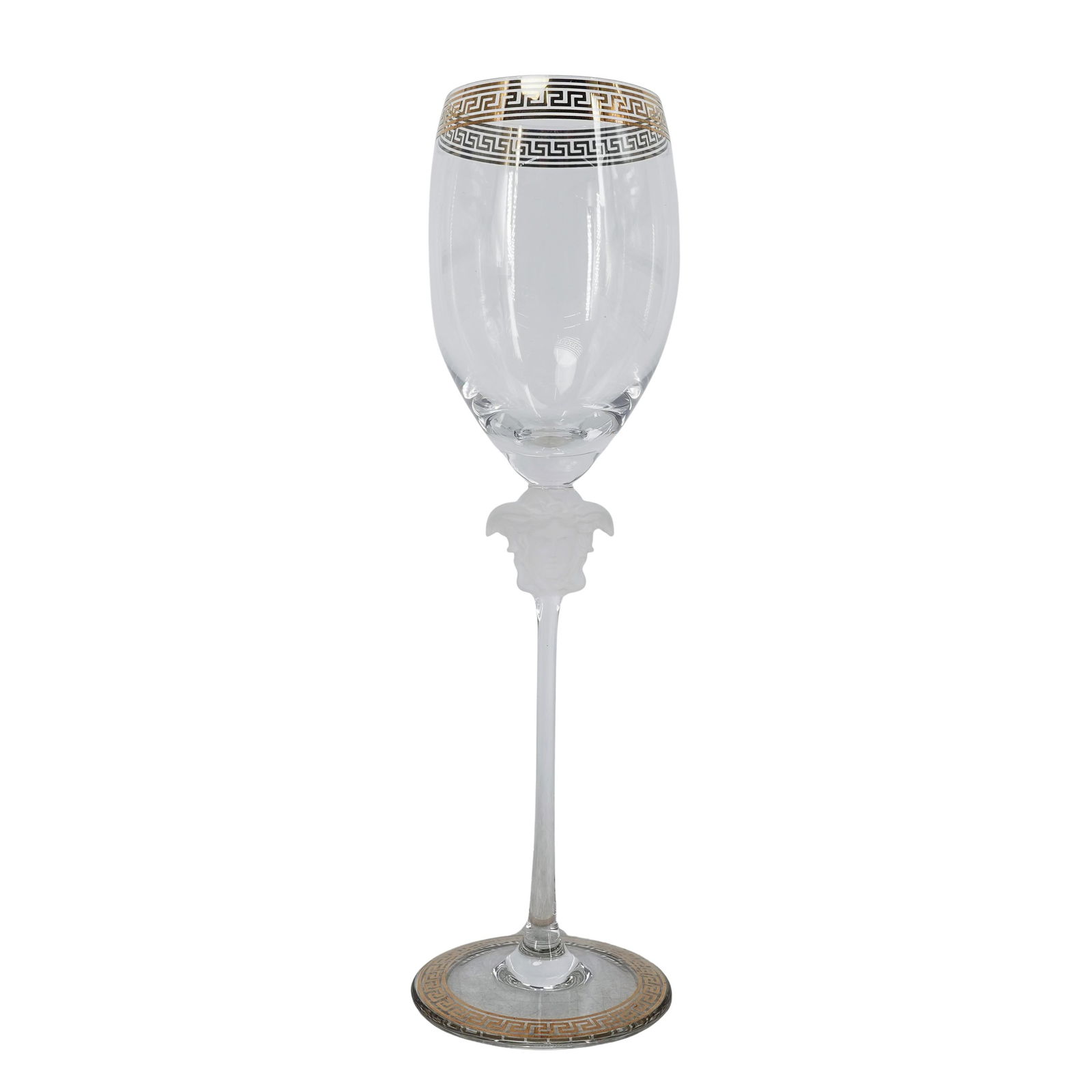 Versace For Rosenthal Medusa D'Or Glass Goblet: Versace For Rosenthal Medusa D'Or Glass GobletLate 20th- early 21st Cent., GermanyThis Versace Medusa D'Or red wine glass is a luxurious piece of crystal stemware produced in collaboration with Rosent