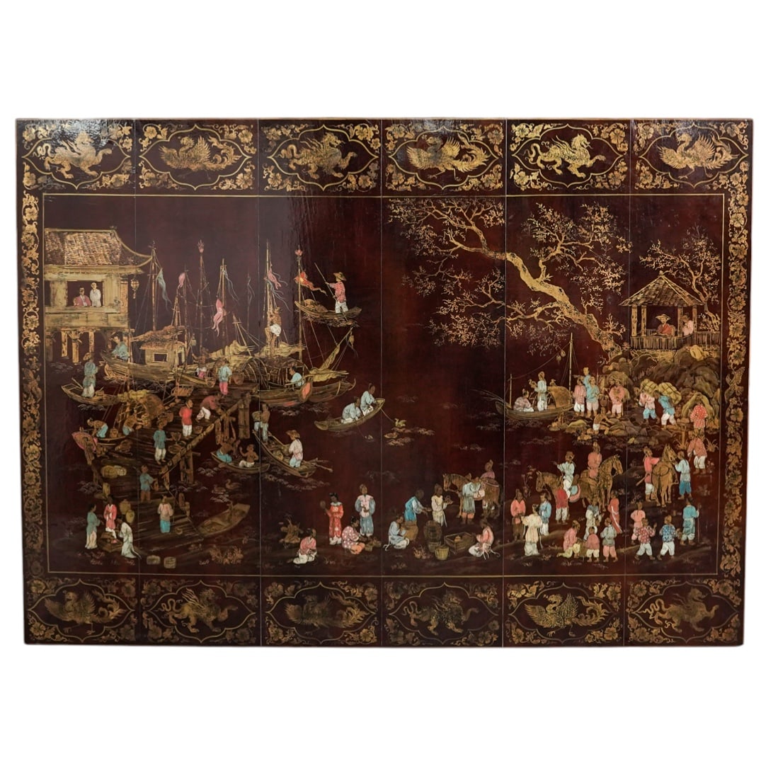 Large Chinese Export Lacquered Panel (1 of 5)