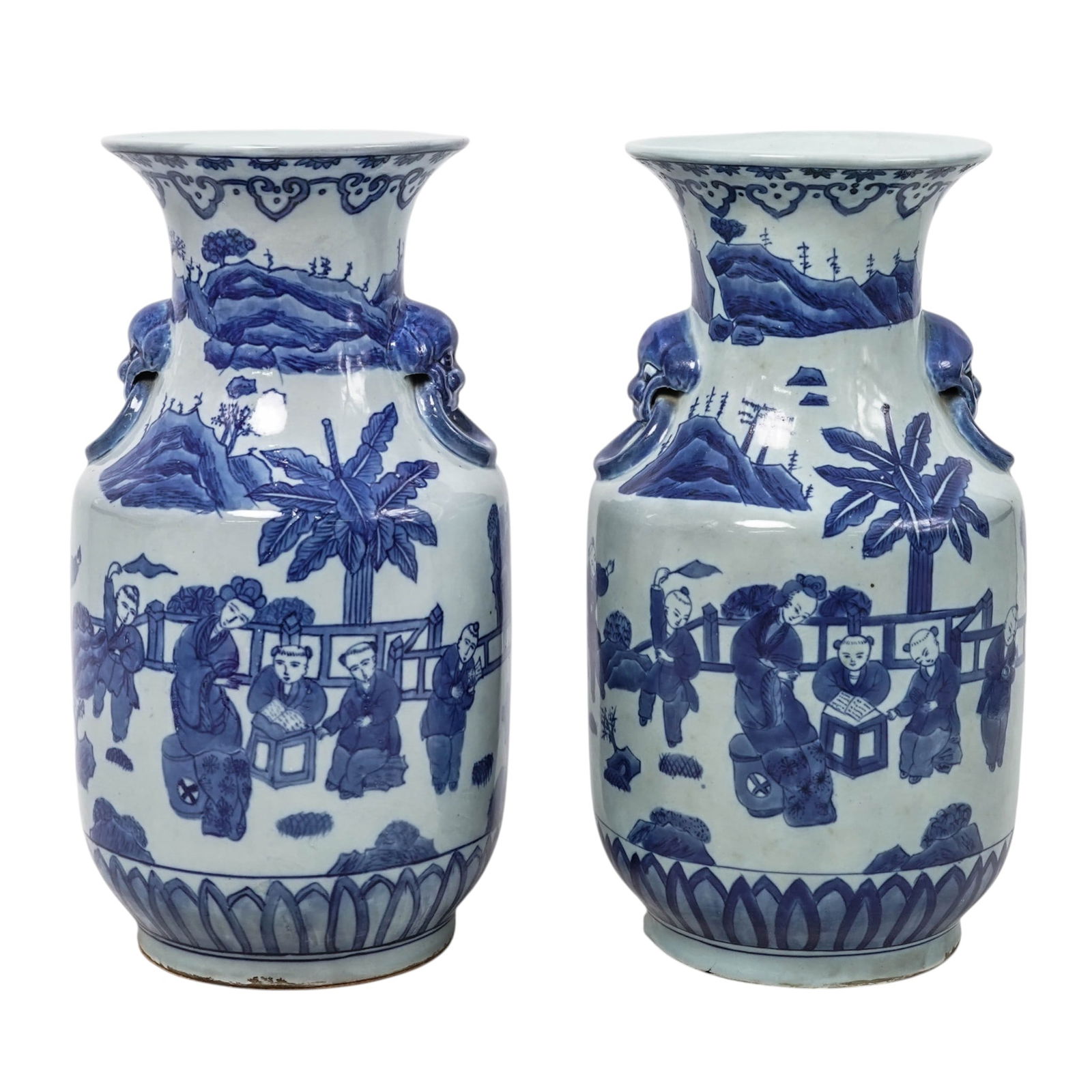 Pair Of Chinese Blue & White Porcelain Vases (1 of 8)