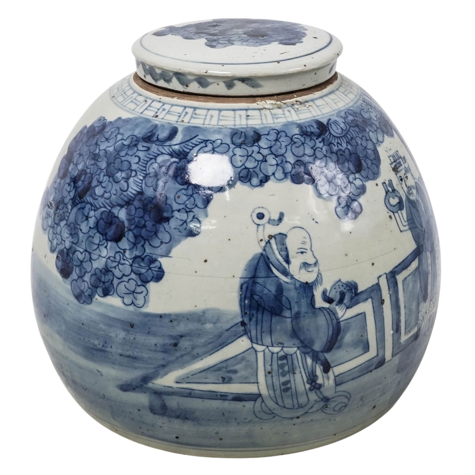 Antique Chinese Porcelain Blue & White Lidded Ginger Jar (1 of 10)