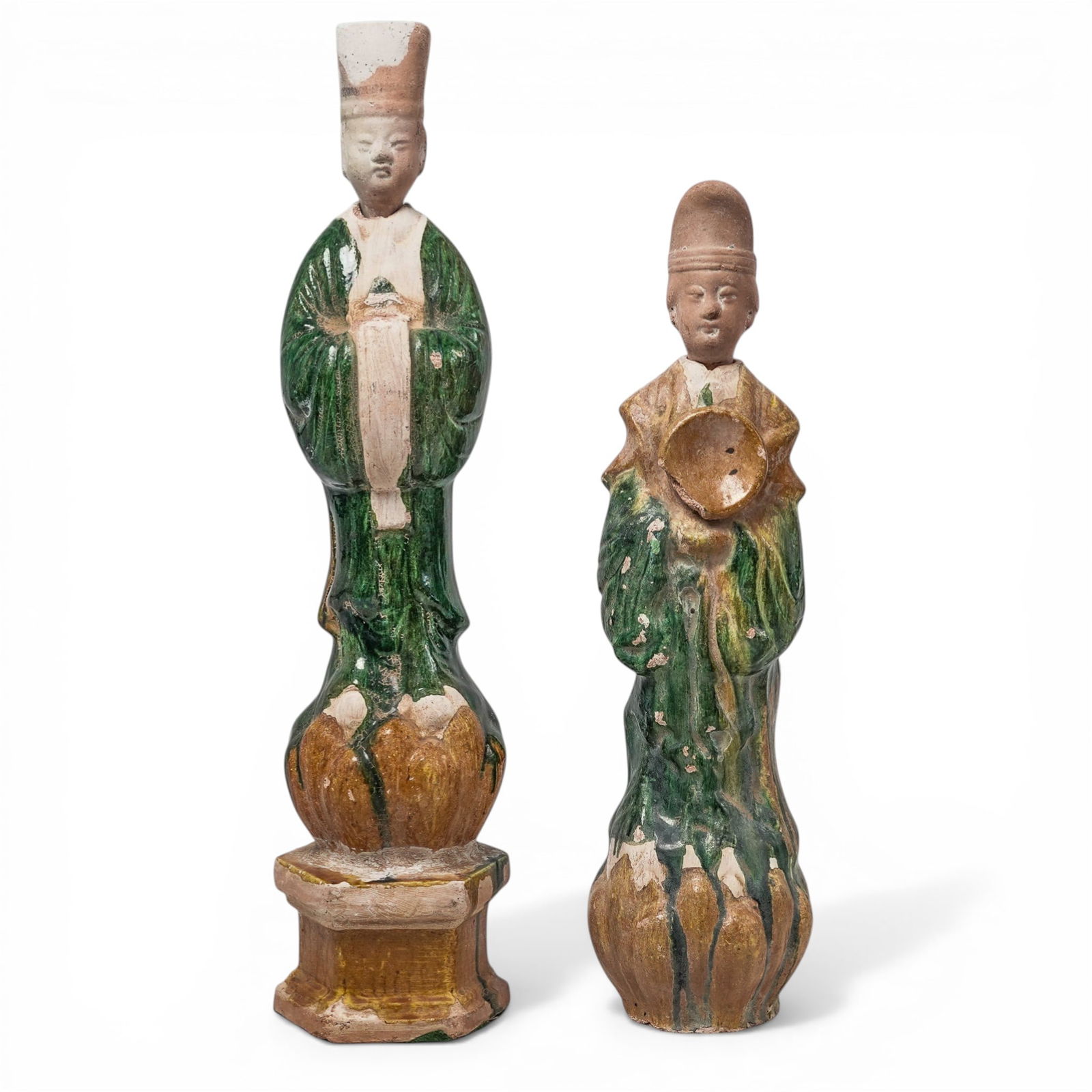 (2 Pc) Chinese Ming Dynasty Sancai Pottery Tomb Attendants (1 of 8)