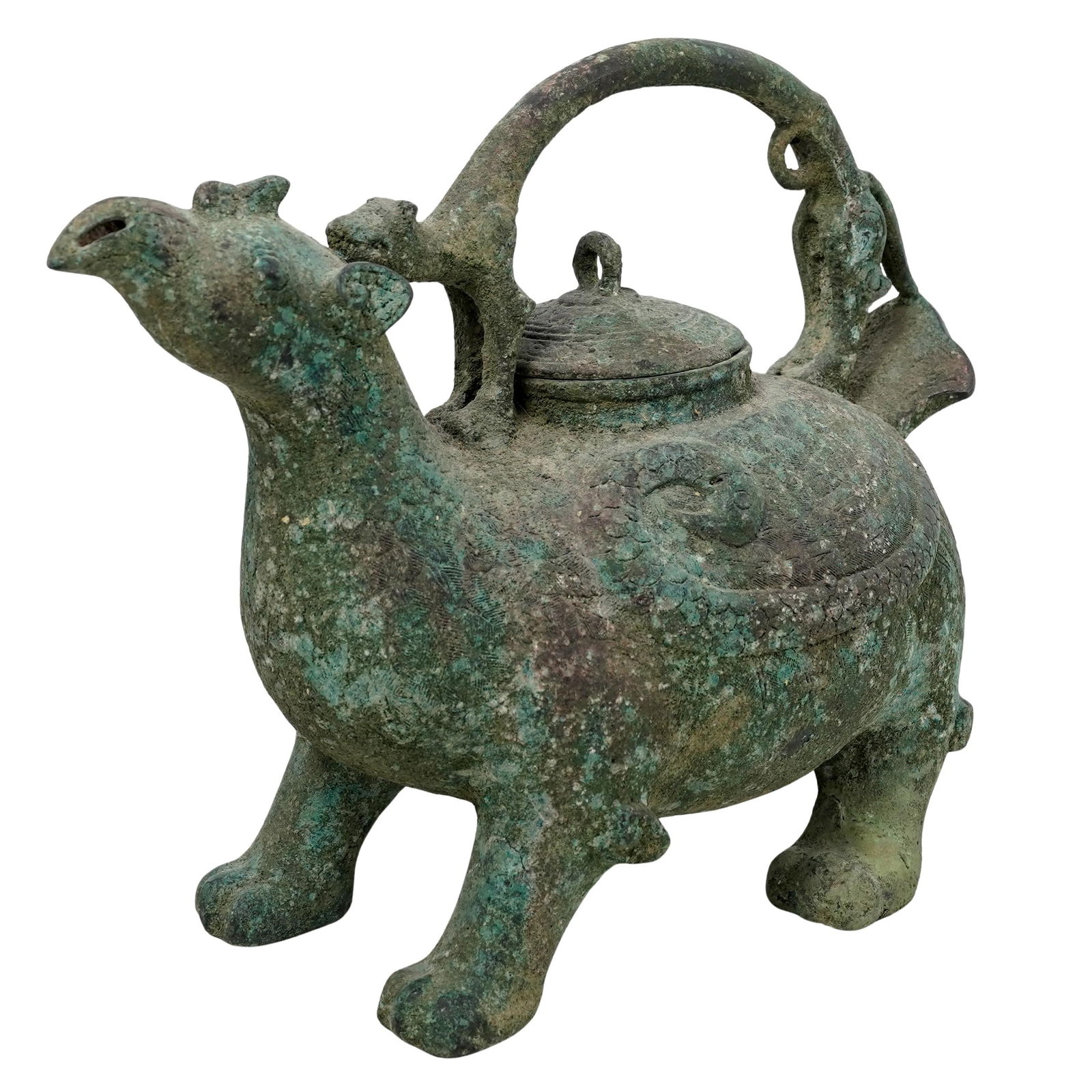 Chinese Archaic Style Ritual Bronze Pouring Vessel: Chinese Archaic Style Ritual Bronze Pouring Vessel19th century, ChinaChinese Ritual Bronze pouring Vessel, known as he. These Vessels were used in ancient China, particularly during the Shang and Zhou