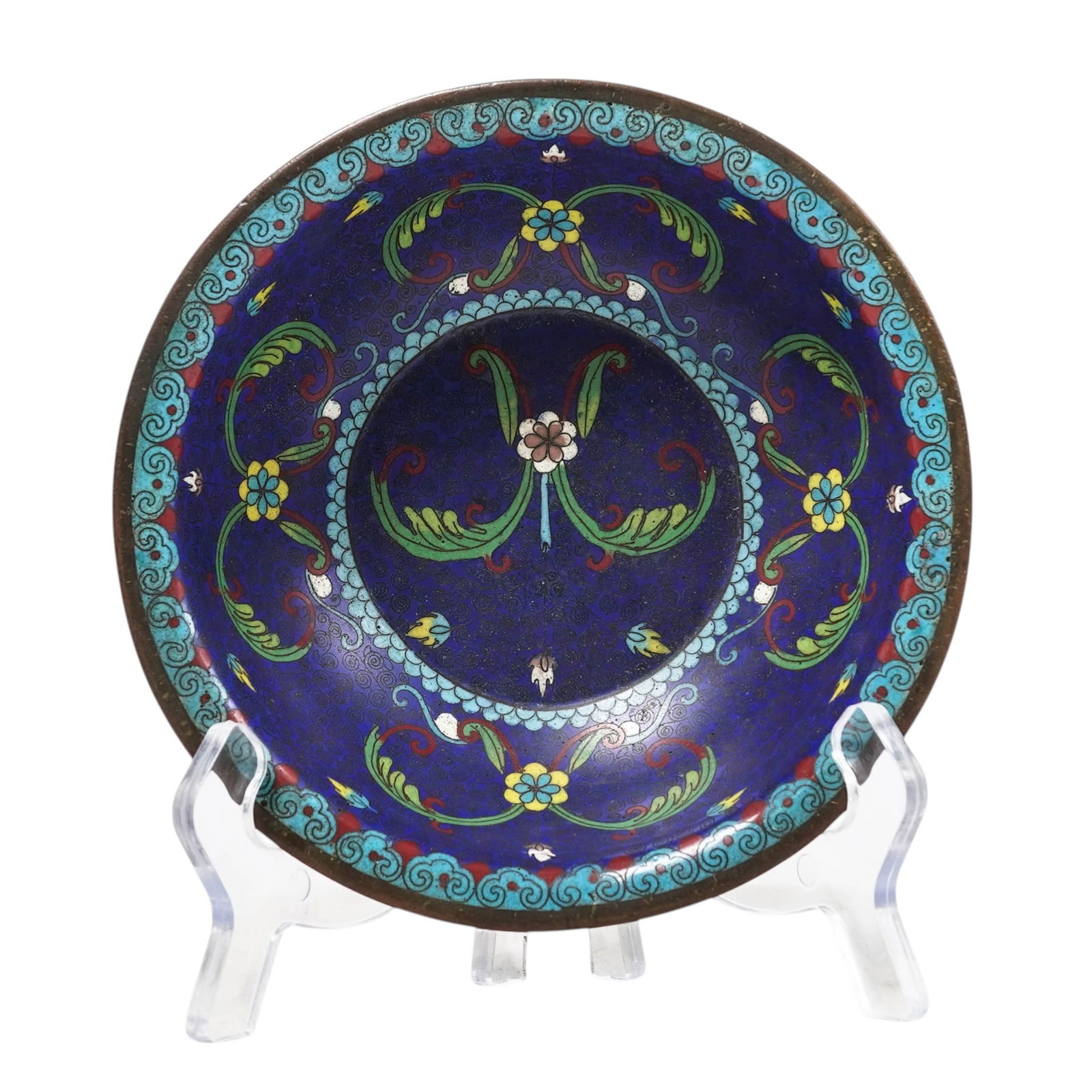 Antique Chinese Cobalt Blue Cloisonne Bowl (1 of 12)