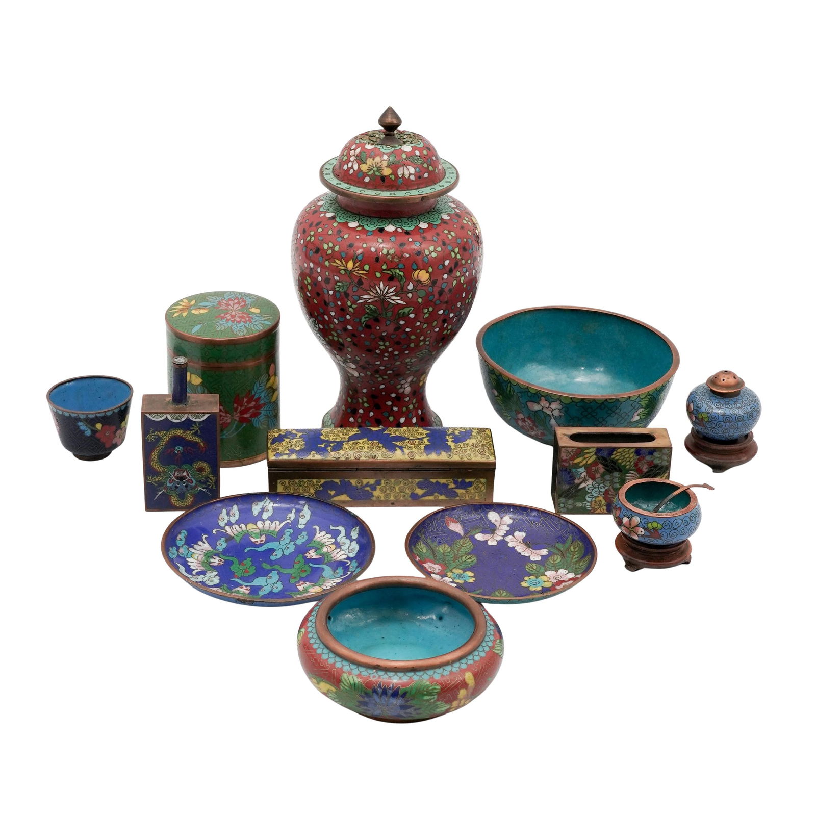 (12 pcs) Antique Chinese Cloisonne Tableware (1 of 12)