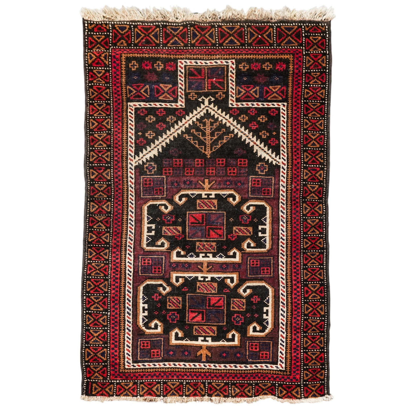 Hand Knotted Afghan Baluch Wool Mihrab Prayer Rug (1 of 5)