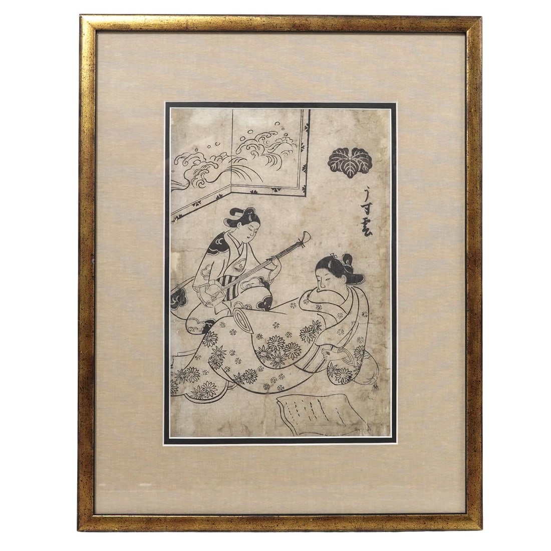 Sukenobu (Japanese, 1671-1750) "Courtesans Relaxing" Woodblock Print (1 of 6)