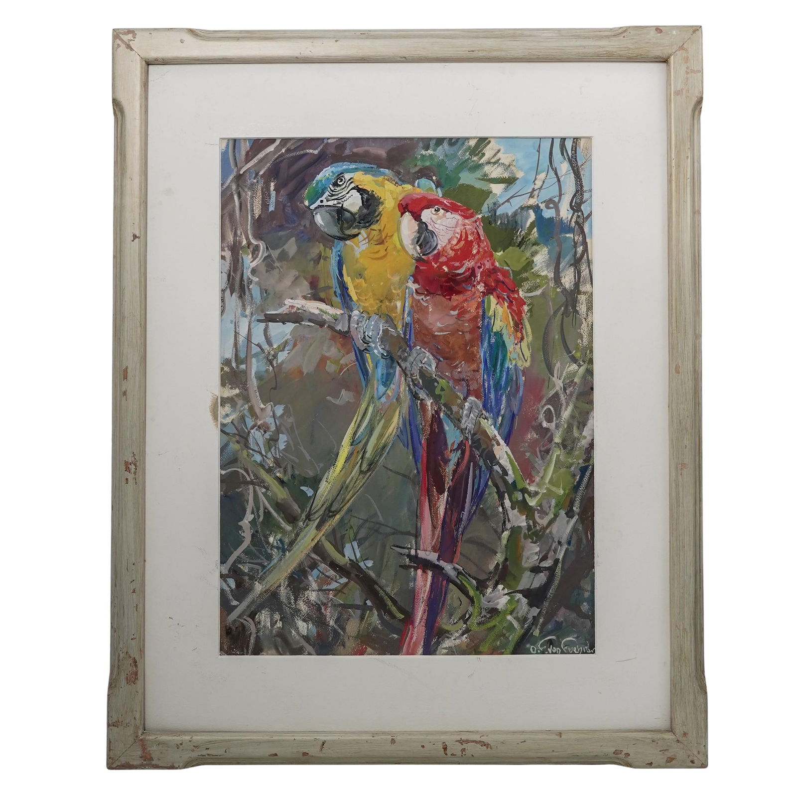 Ona Von Guehlichm (Late 20th cent. German) Mixed Media on Board: Ona Von Guehlichm (Late 20th cent. German) Mixed Media on Board20th century, GermanAn original expressionist mixed media painting by the German born artist Ona Von Guehlich.Her work blends impressioni