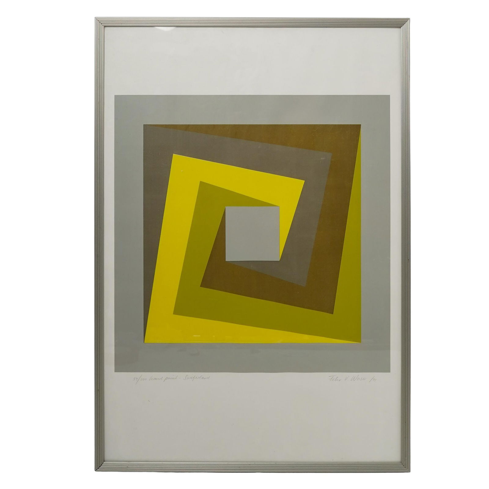 Felix V. Waser (Swiss b. 1924) "Colorchange" Serigraph: Felix V. Waser (Swiss b. 1924) "Colorchange" Serigraph1971 , SwissIt is a geometric composition serigraph that features his characteristic shifting colors and hard-edged forms. Pencil signed lower rig