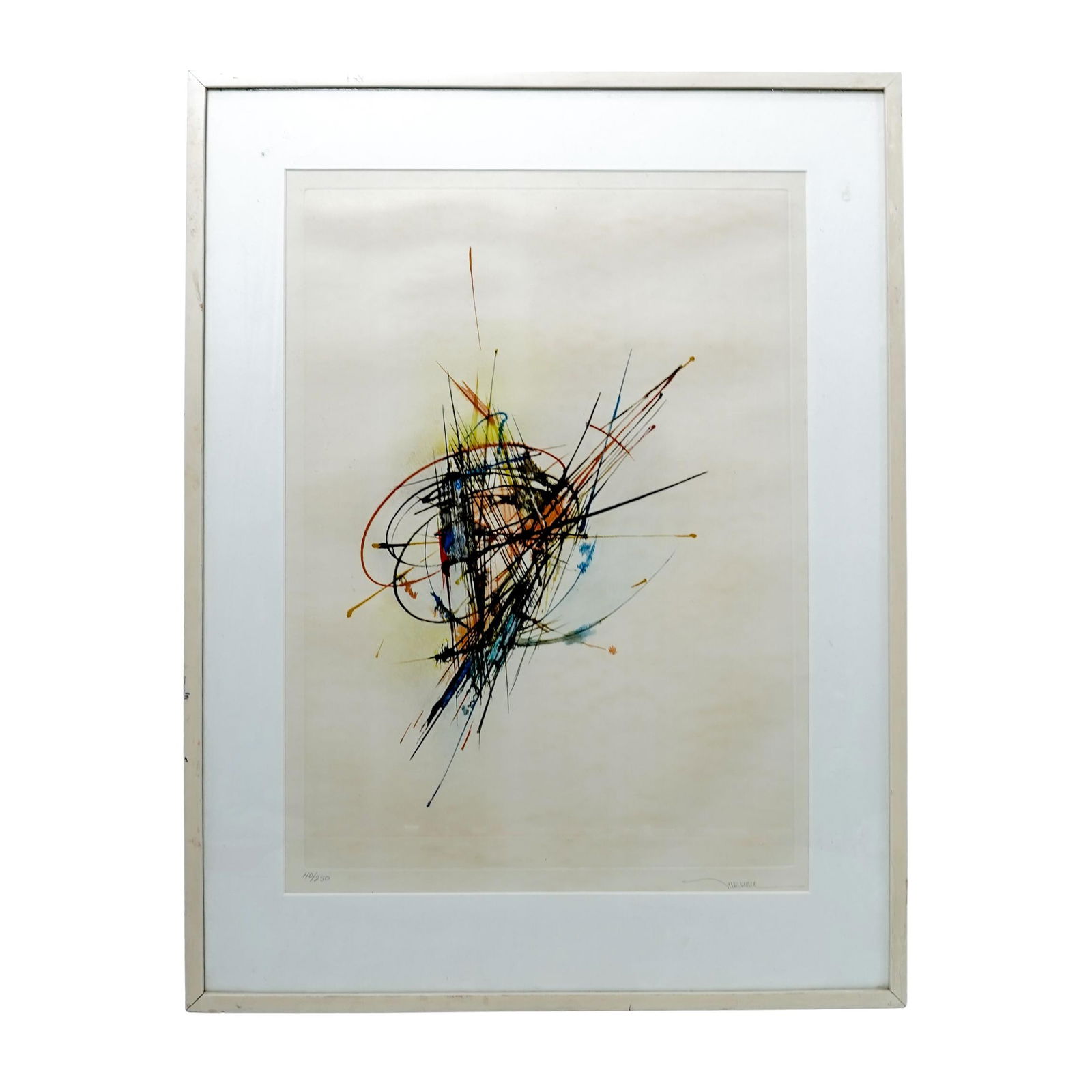 Leonardo Nierman (Mexican, 1932–2023) "Games of the Wind" Etching: Leonardo Nierman, ‘Games of the Wind.’ This Magical Expressionist etching features vibrant, sweeping lines and geometric abstractions capturing the energy of nature. Signed in pencil 'Nierman' low