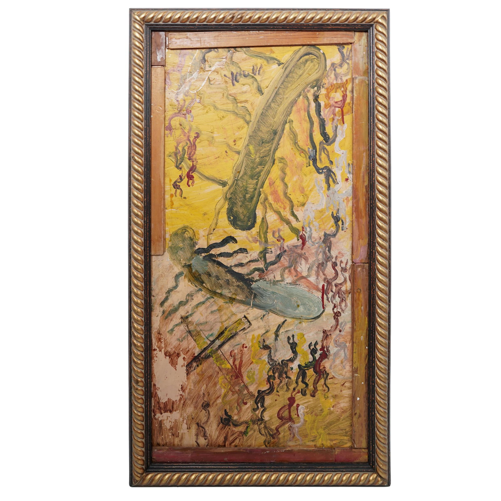 Purvis Young (USA, 1943-2010) Mixed Media On Board Painting (1 of 6)