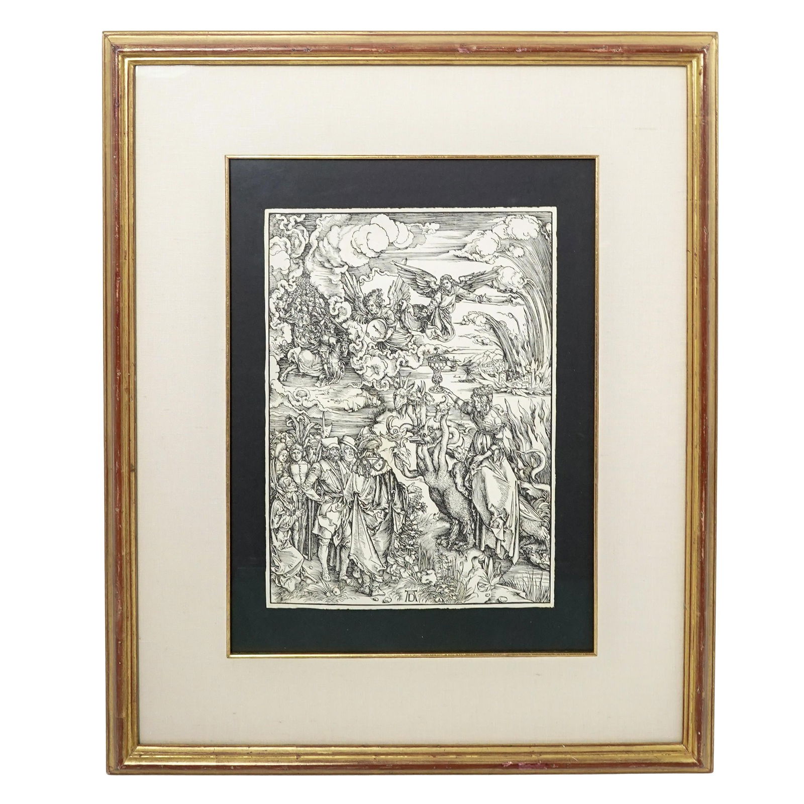 Albrecht Dürer (German, 1471-1528) "The Whore of Babylon" Woodcut Print: Albrecht Dürer (German, 1471-1528) "The Whore of Babylon" Woodcut Print20th Cent. GermanThis high-quality print is a reproduction of Albrecht Dürer’s 1498 woodcut, 'The Whore of Babylon.' Part of