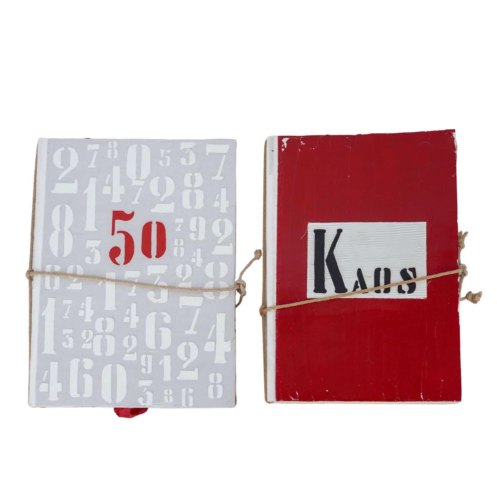 (2pc) Lella Rendesi (Italian) Mixed Media "Kaos & 50" Scrapbook: (2pc) Lella Rendesi (Italian) Mixed Media "Kaos & 50" Scrapbook 21st cent., Italian These are two examples of one-of-a-kind (OOAK) mixed-media pieces by Lella Rendesi, created at her Laboratorio