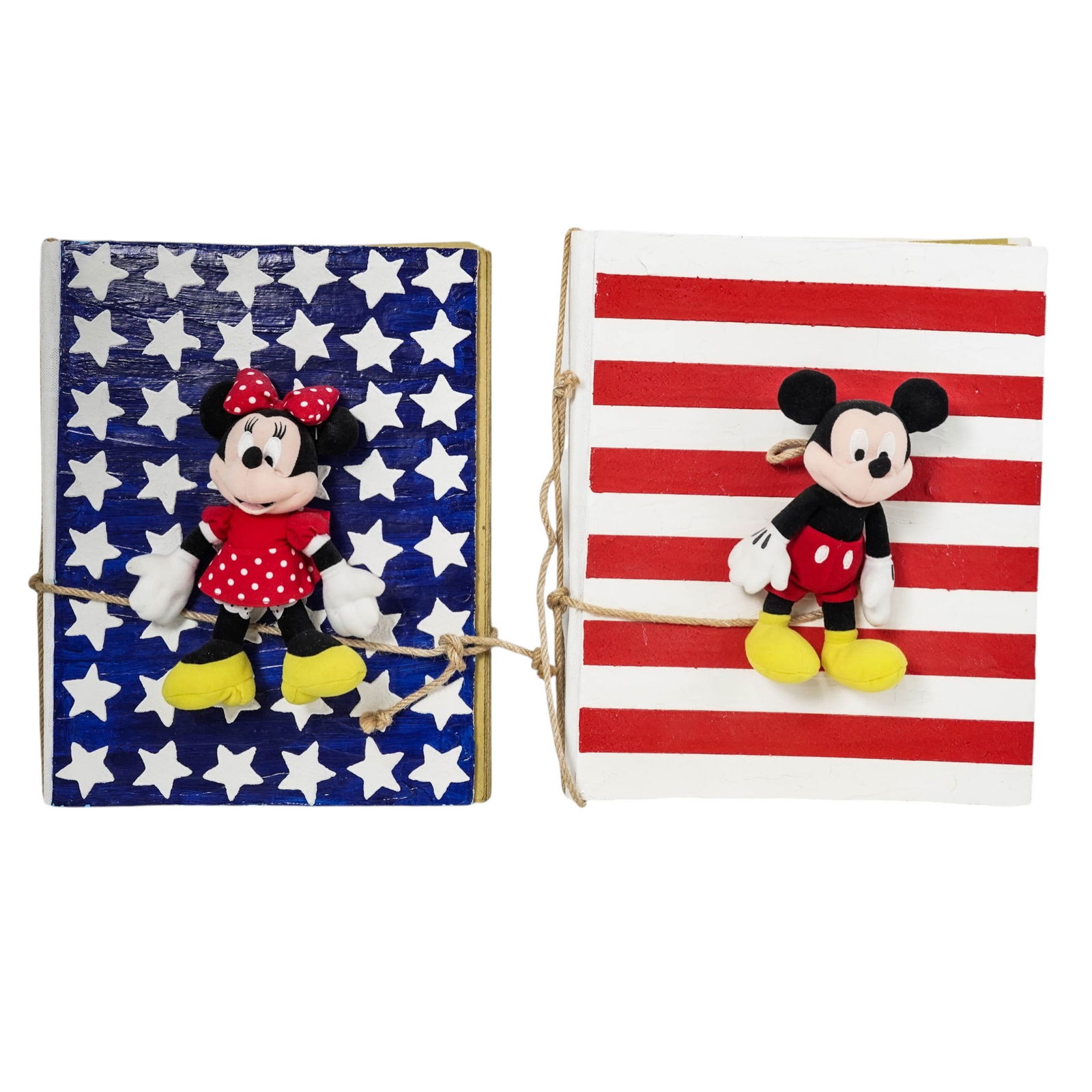 (2 pcs) Lella Rendesi (Italian) Handmade Disney Scrapbooks: (2 pcs) Lella Rendesi (Italian) Handmade Disney Scrapbooks2005, ItalianA set of two hand-made Italian scrapbooks by Lella Rendesi. Feature an American flag theme with affixed Disney Mickey and Minnie