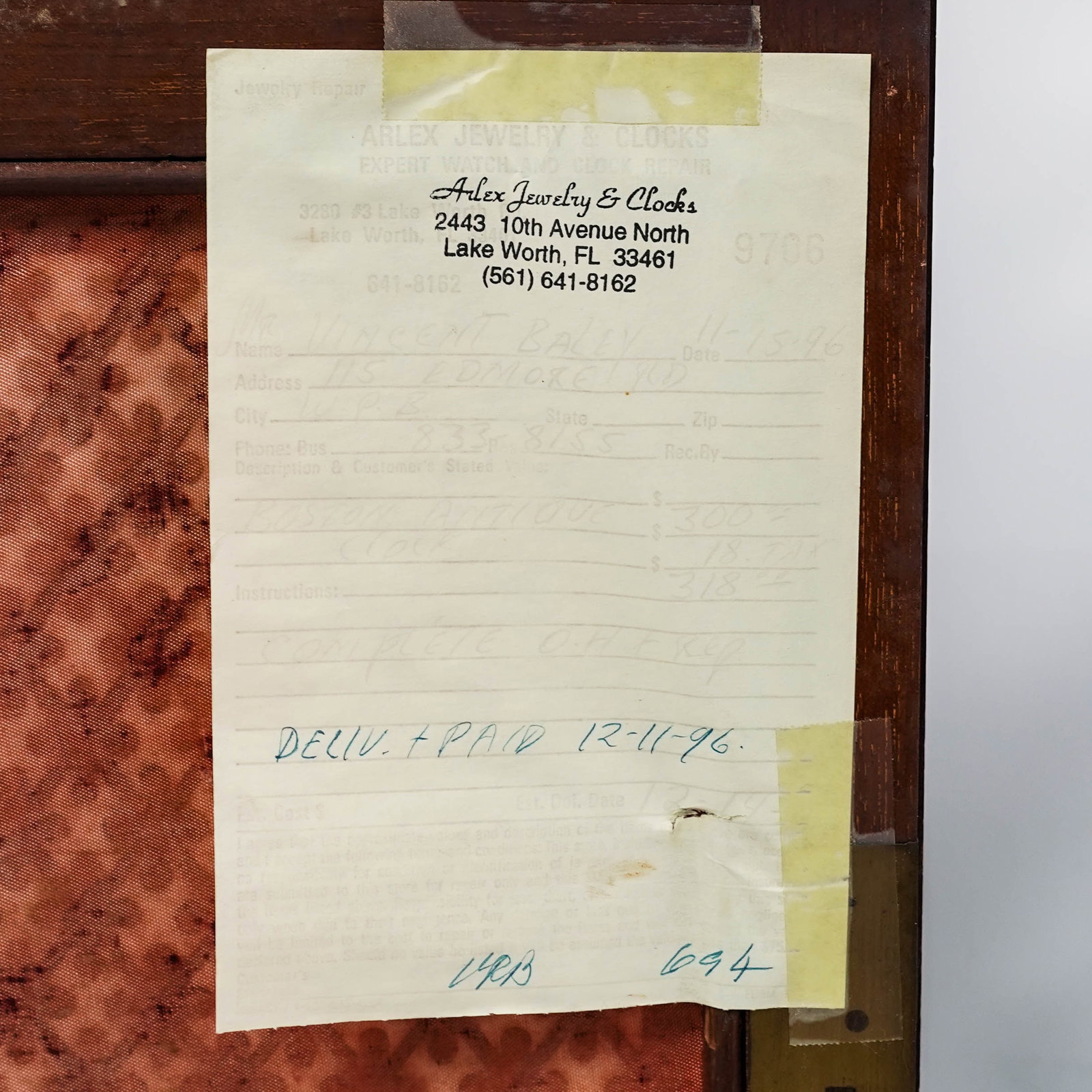 Antique Shreve Crump & Low Co. Wooden Bracket Clock - 10