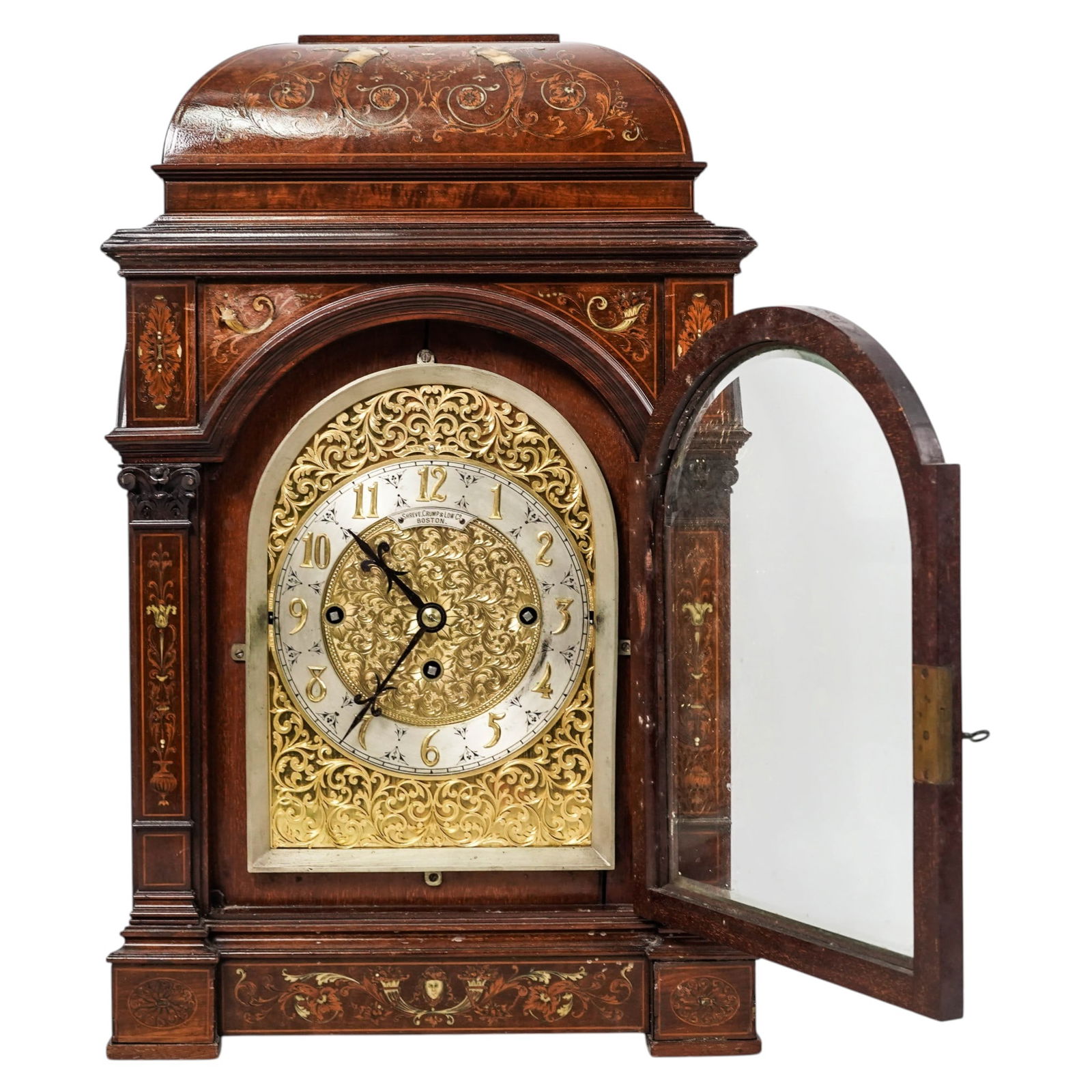 Antique Shreve Crump & Low Co. Wooden Bracket Clock - 4