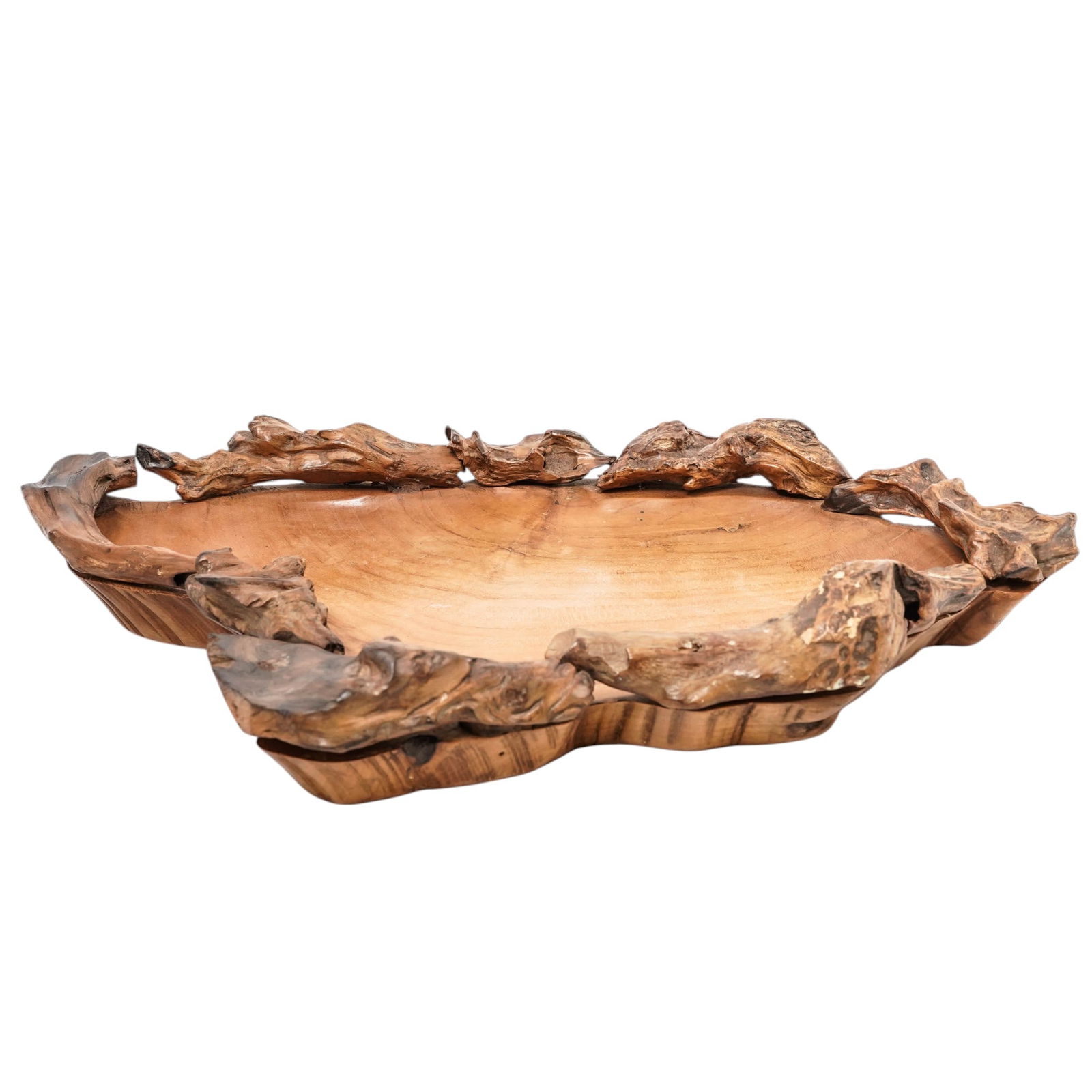 Rustic Carved Crape Myrtle Wood Tray: Rustic Carved Crape Myrtle Wood Tray Late 20th-early 21st century, American A Rustic wooden tray carved from crape myrtle, a small tree or shrub that thrives in the Southern United States. Known as