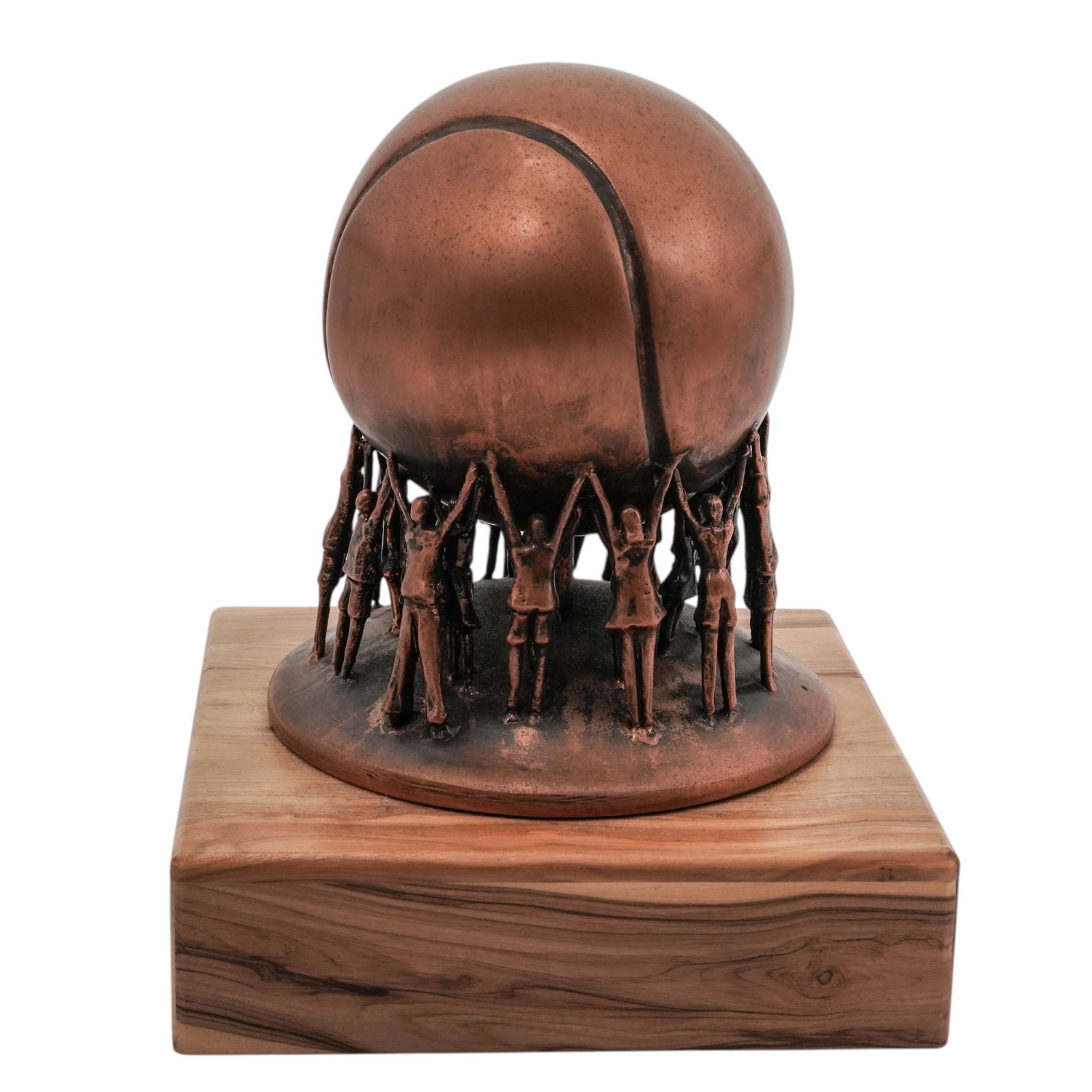 Aharon Bezalel (Israeli, 1926) Bronze Tennis Center Award: Aharon Bezalel (Israeli, 1926) Bronze Tennis Center Award 20th century, Israeli Aharon Bezalel (Israeli, 1926-2012) Bronze Tennis Center Award. Depicts a large tennis ball supported by a group of