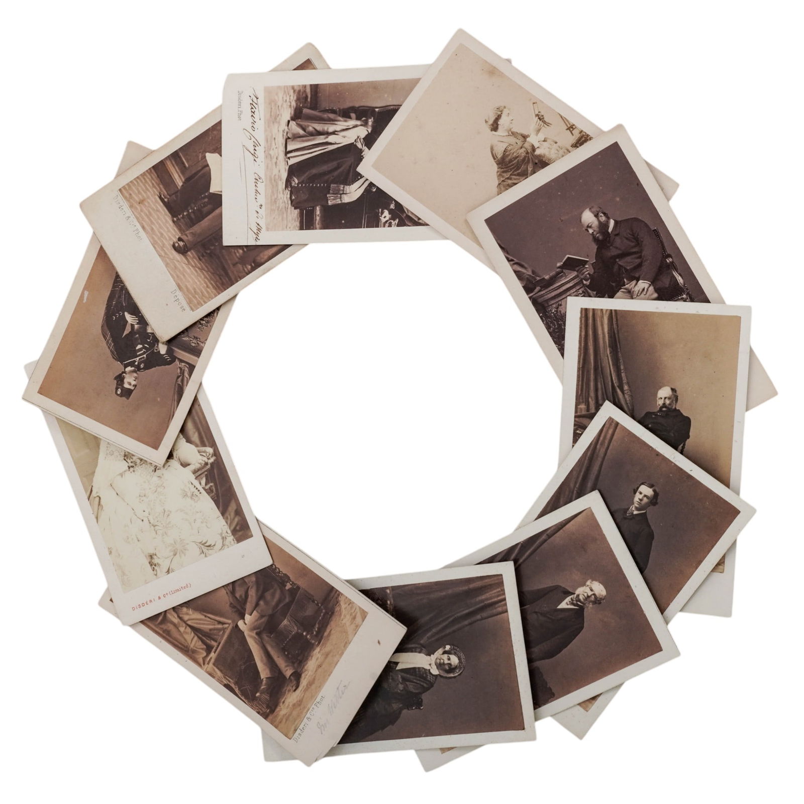 (13 pcs) 19th Cent. French Disderi Celebrity Carte de Visite Photographs: (13 pcs) 19th Cent. French Disderi Celebrity Carte de Visite Photographs Late 19th century, French A selection of late 19th century celebrity and aristocracy carte de visite photography portraits on