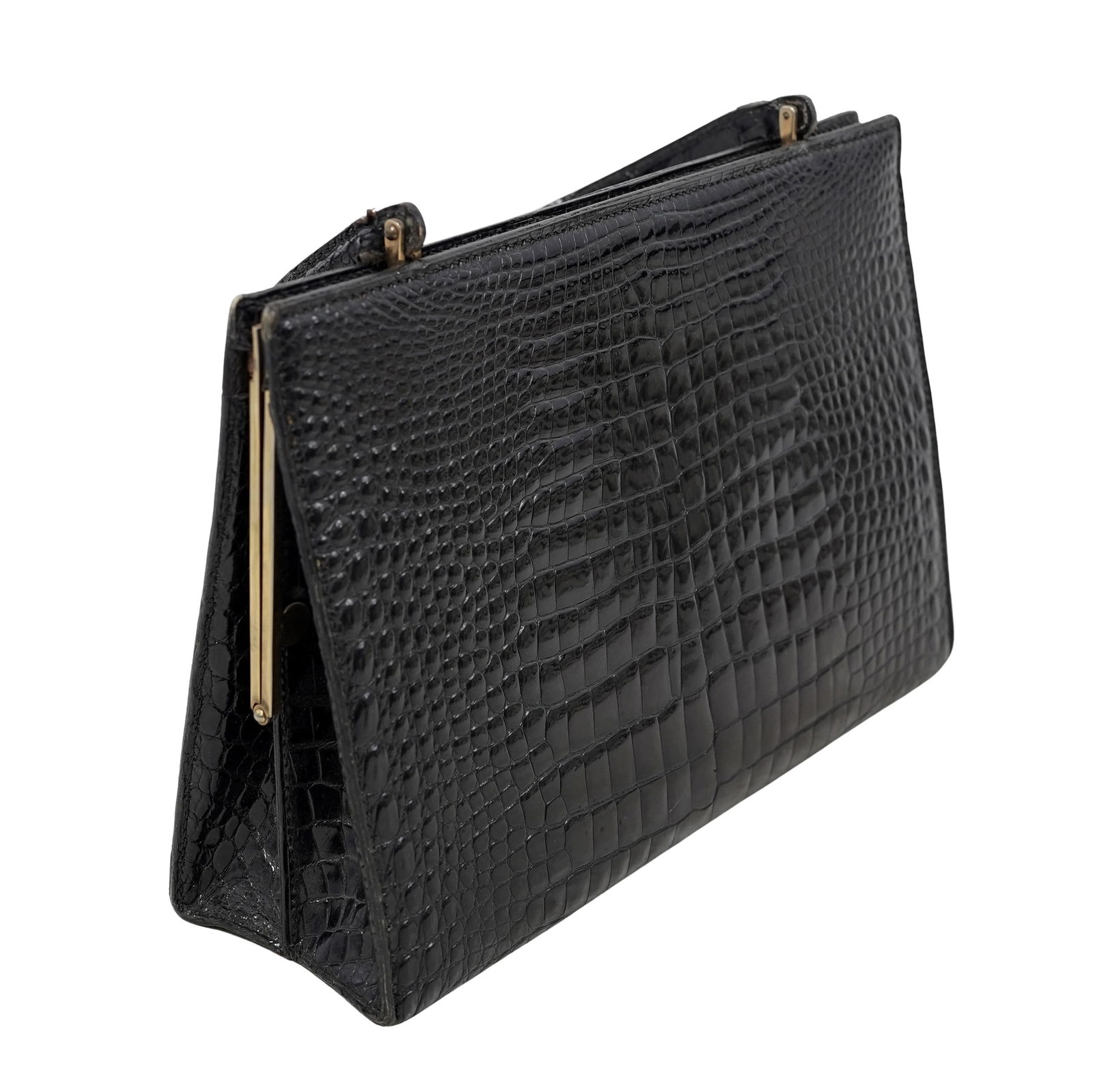 Vintage Black Crocodile Skin Clutch Handbag (1 of 6)