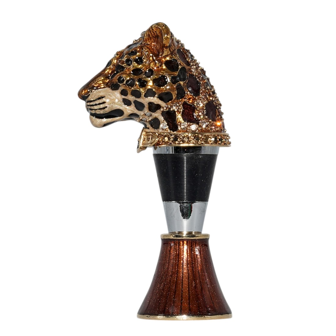 Jay Strongwater Enameled Leopard Stopper - 2