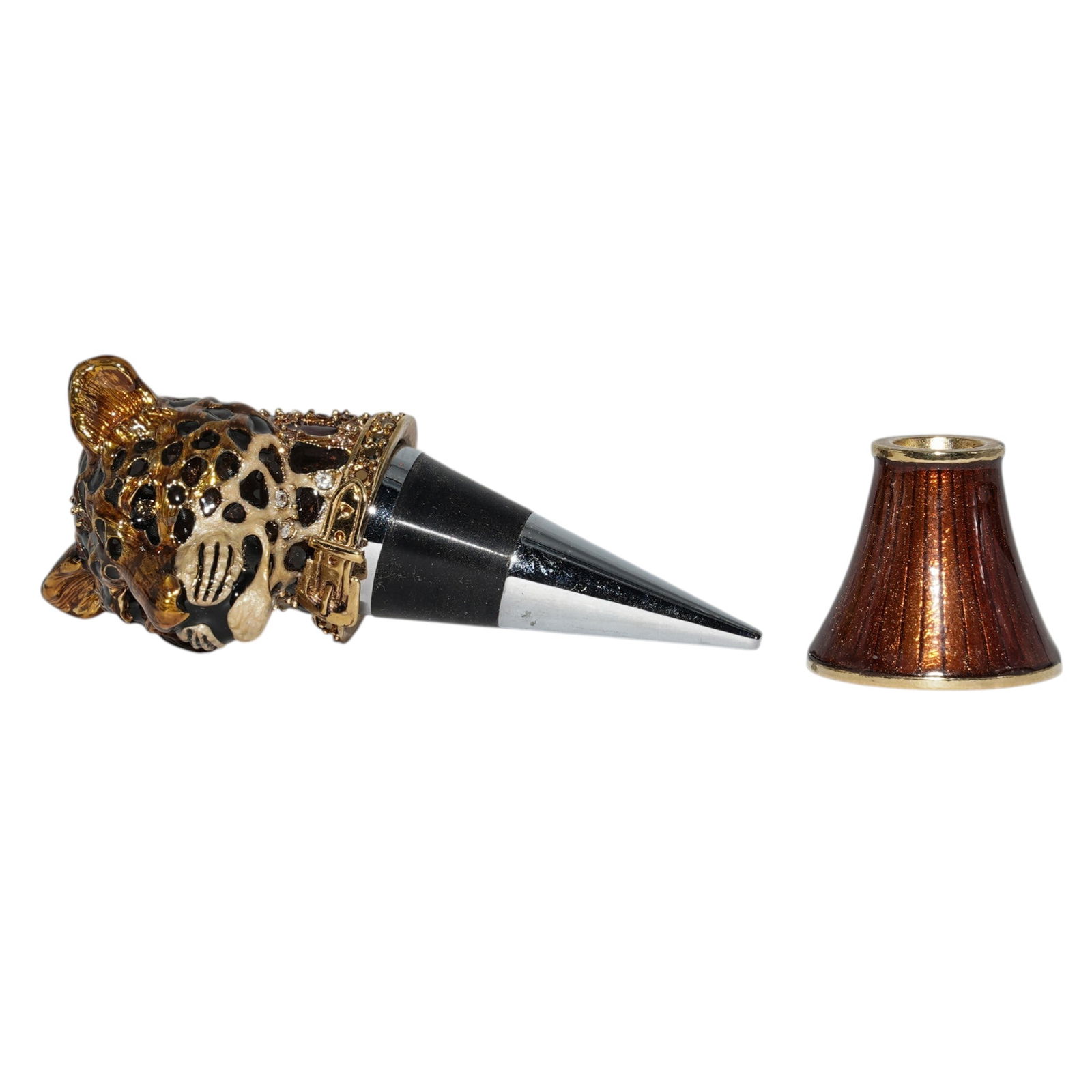 Jay Strongwater Enameled Leopard Stopper - 5
