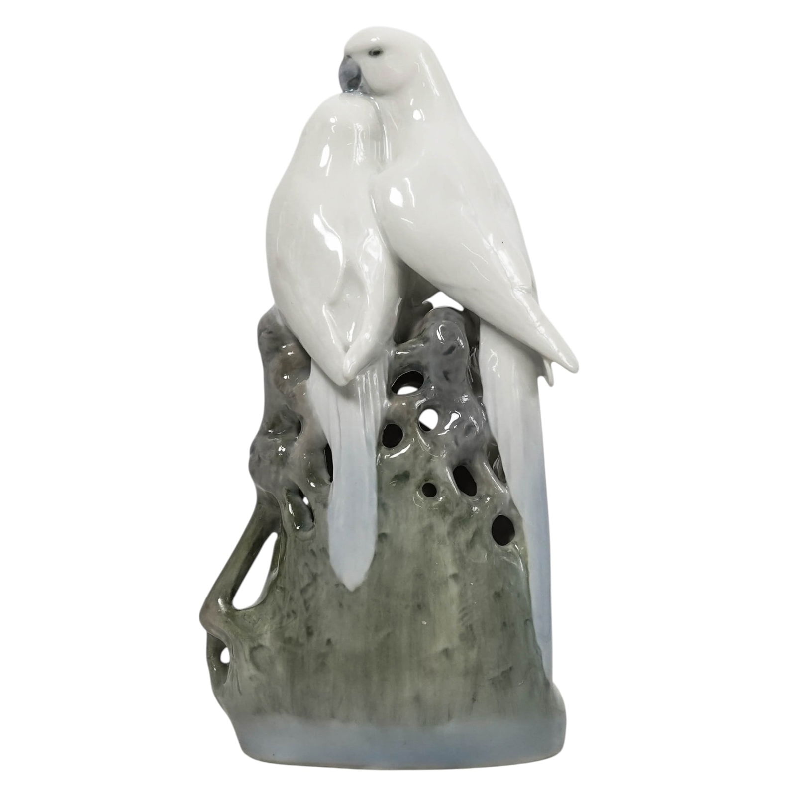 Royal Copenhagen Porcelain "Parrots on Branches" Figurine: Royal Copenhagen Porcelain "Parrots on Branches" Figurine 1951. Danish This Royal Copenhagen porcelain figurine, titled "Parrots on Branches" (Model #649), is a fine example of mid-century Danish