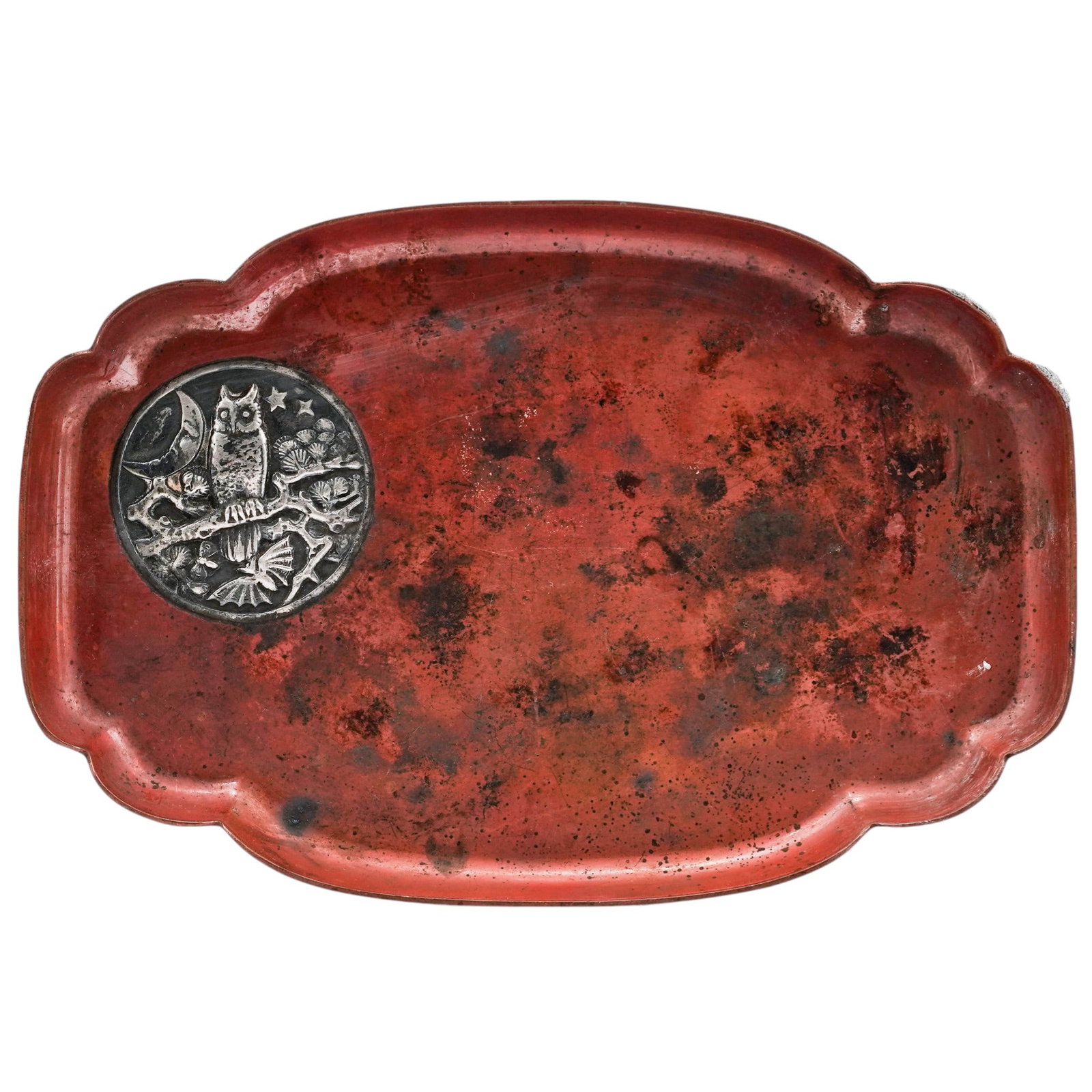 Antique Gorham & Co. Copper and Sterling Silver Aesthetic Owl Tray (1 of 7)