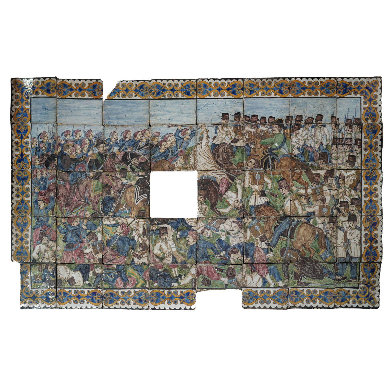 19th Cent. Century Persian Qajar Pottery Tile Mosaic (1 of 5)