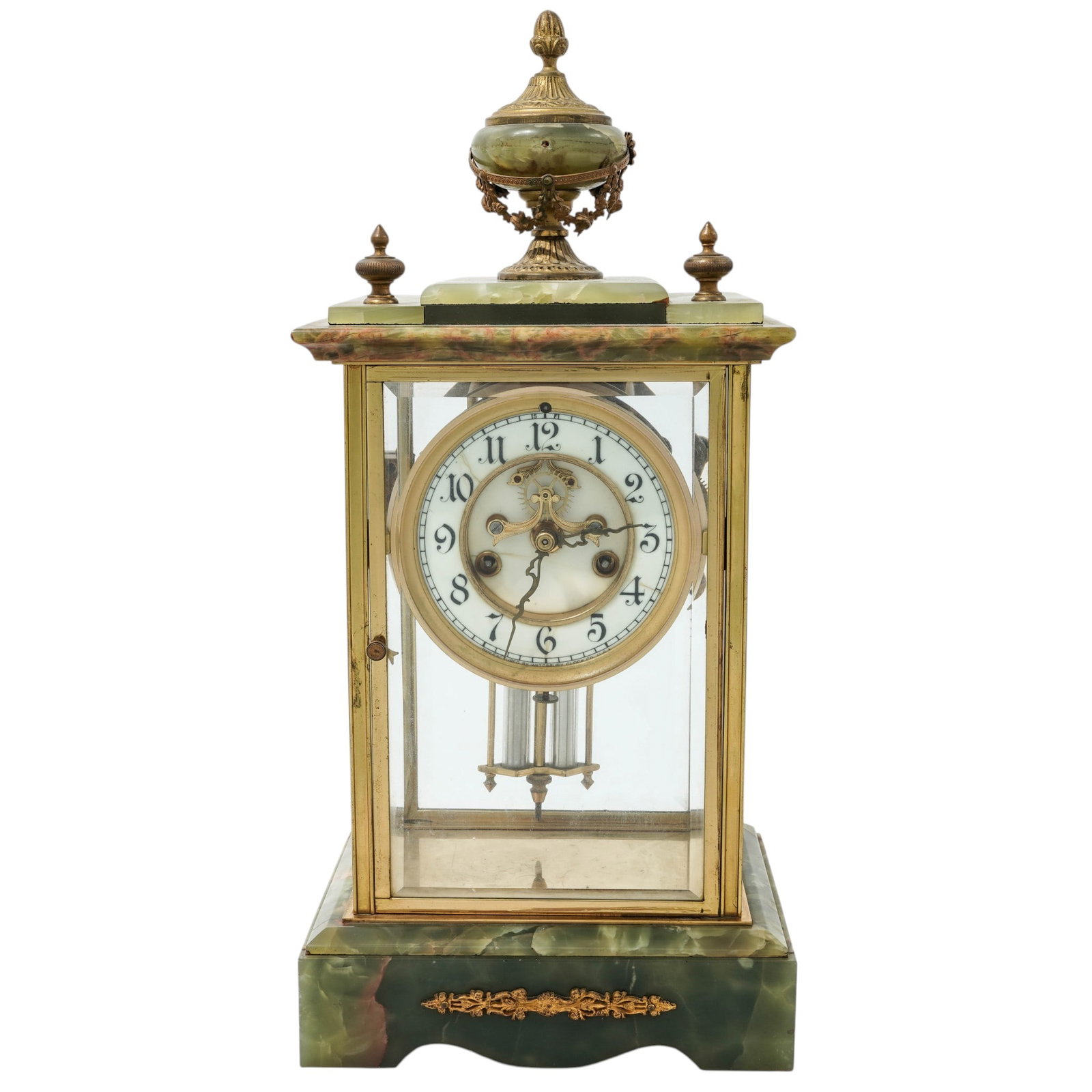 Waterbury Co. Crystal Regulator Mantel Brass & Onyx Clock (1 of 15)