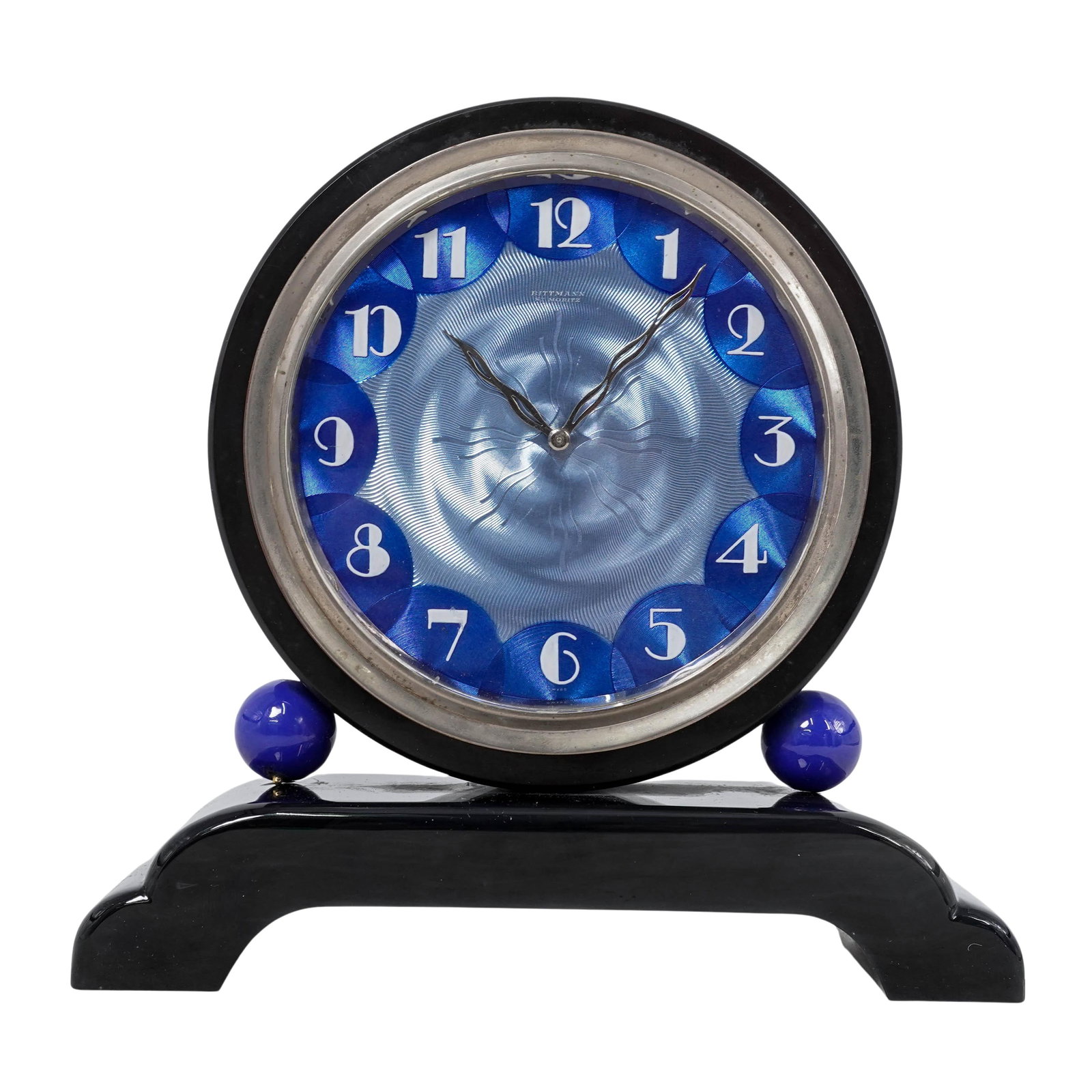 Art Deco Bittmann St. Moritz Marble & Guilloche Enamel Clock (1 of 8)