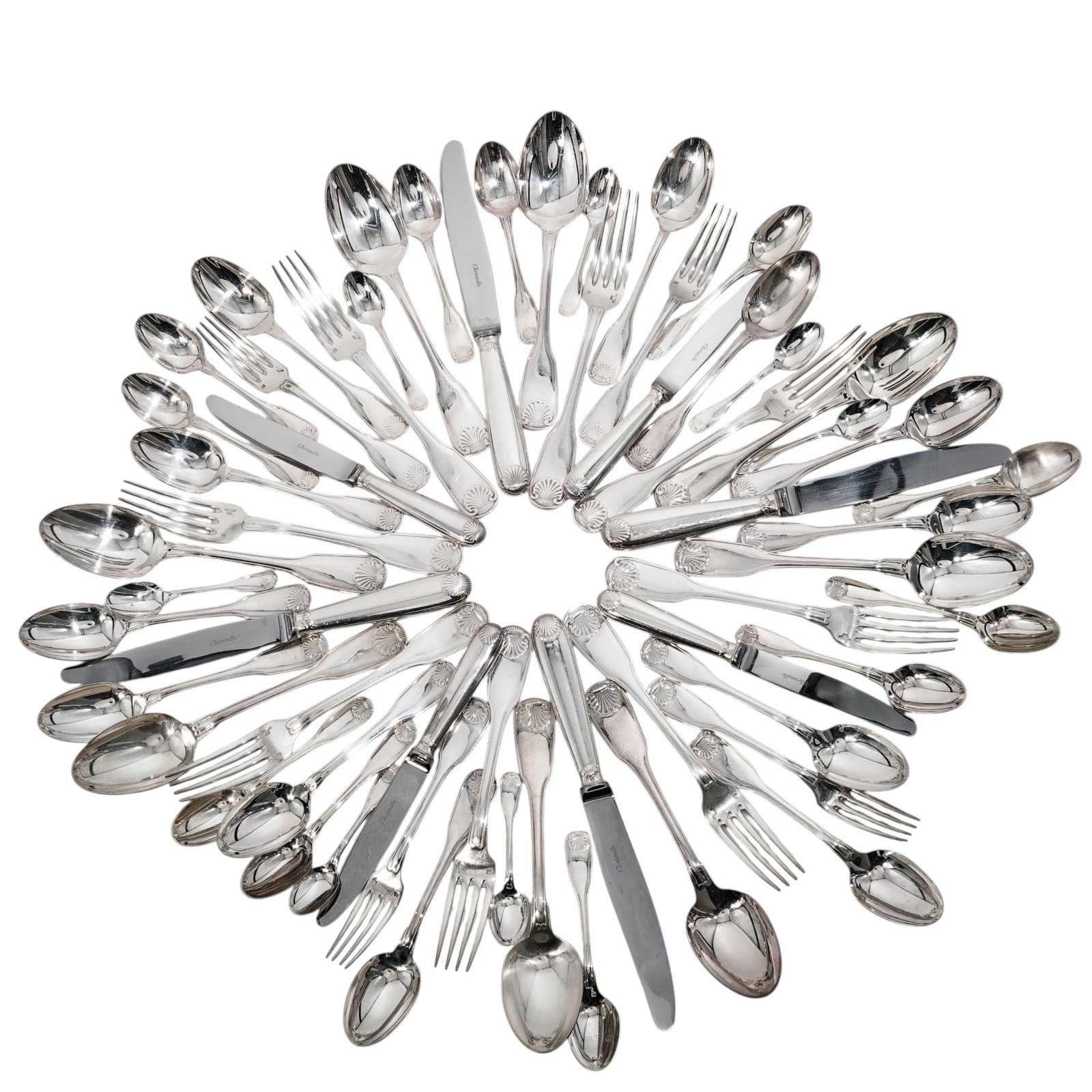 (91 pcs) Christofle "Vendome-Arcantia" Silver Plated Flatware (1 of 10)