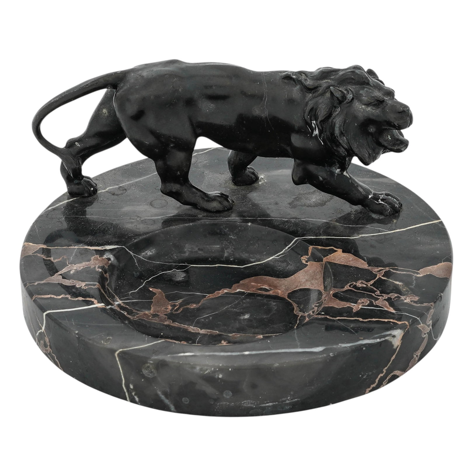 Antique Bronze & Marble Figural Lion Vide Poche (1 of 9)