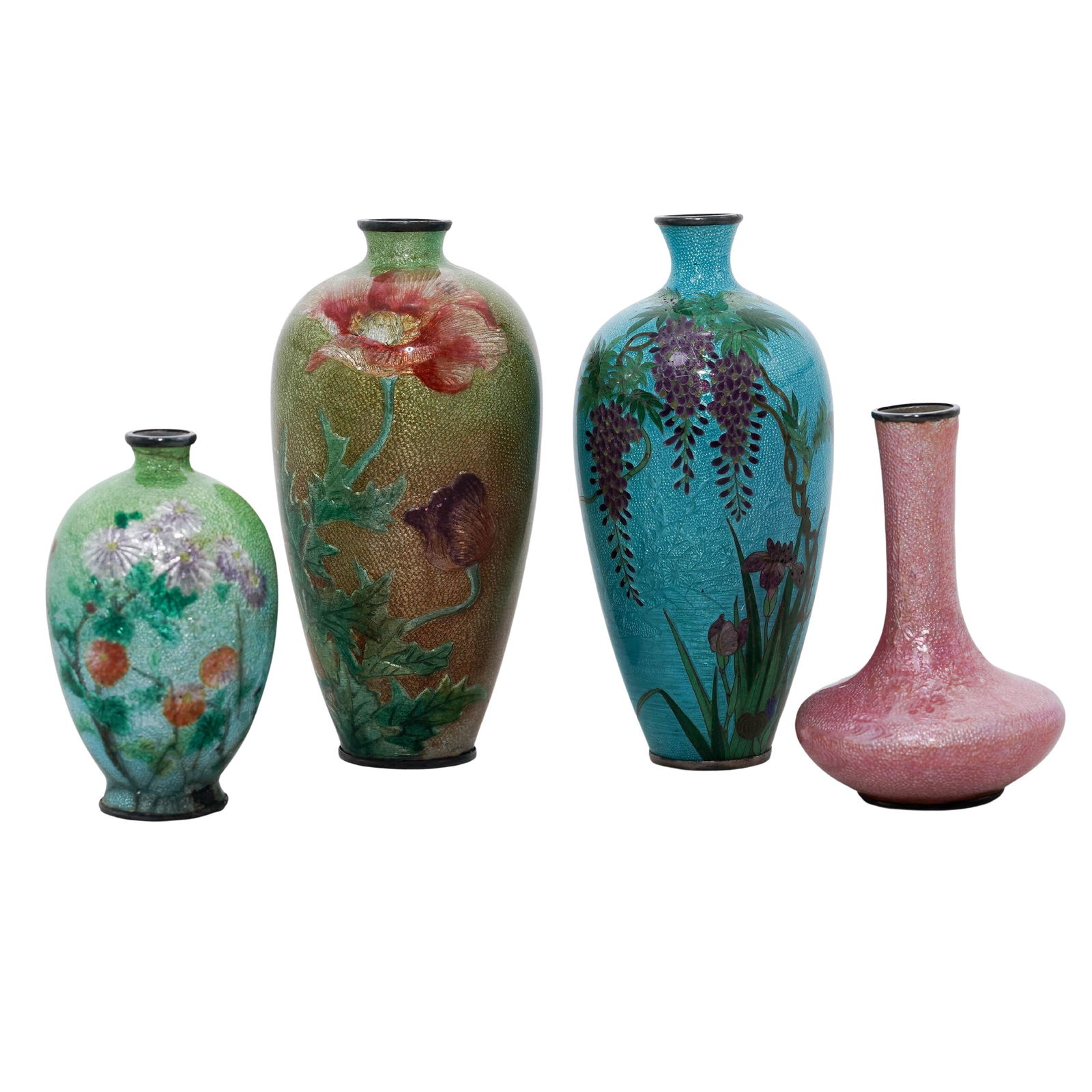 (4 pcs) Japanese Ginbari Cloisonne Miniature Vases (1 of 9)