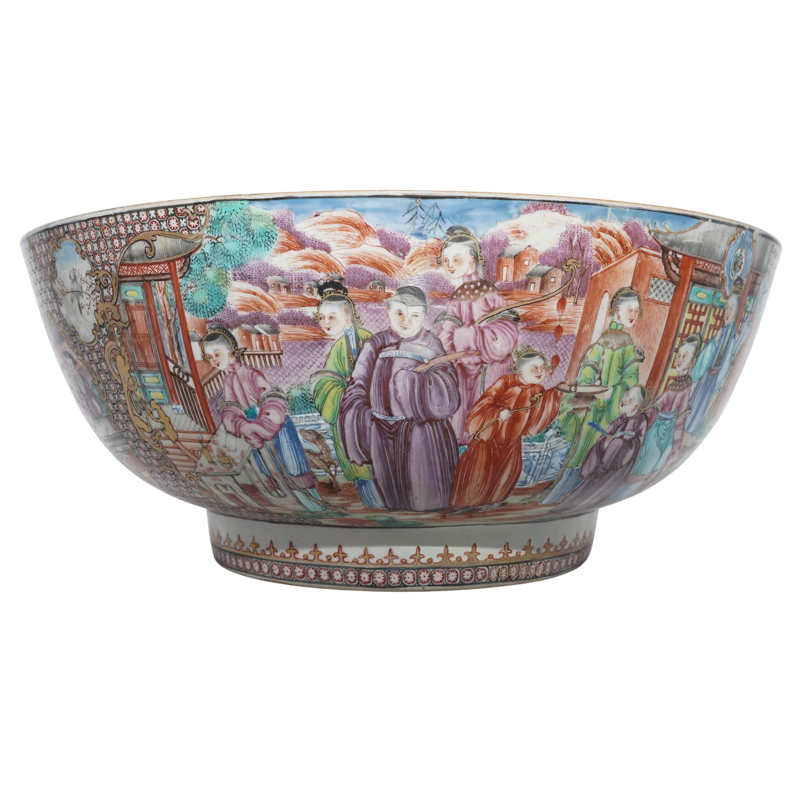 Chinese Export Porcelain "Mandarin Palette' Large Punch Bowl (1 of 10)