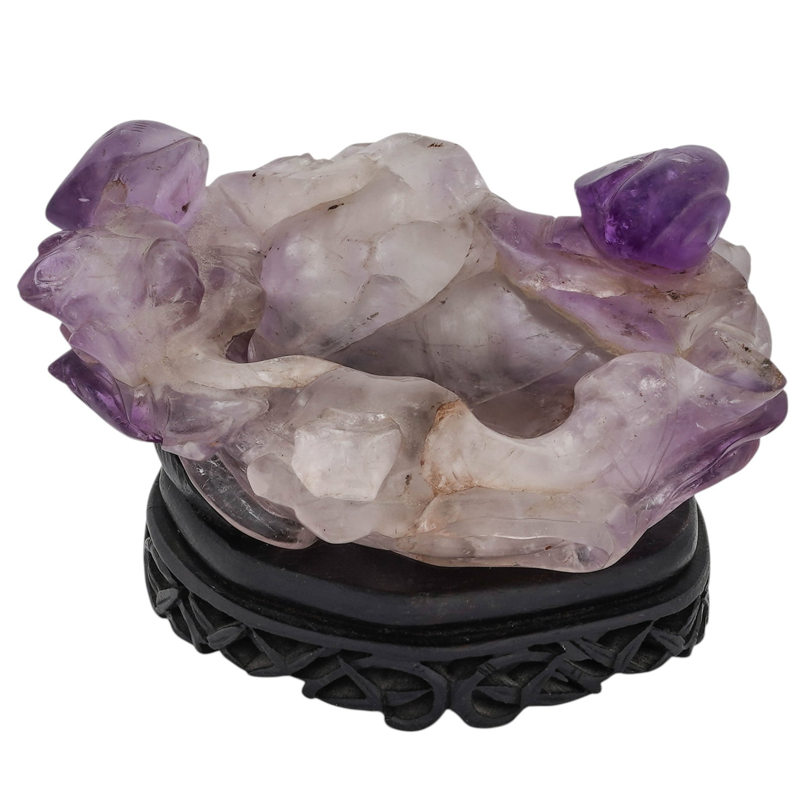 Antique Chinese Carved Amethyst Brush Washer: Antique Chinese Carved Amethyst Brush Washer19th probably older. ChineseThis hand-carved Chinese amethyst brush washer is an exquisite example of a traditional scholar's desk accessory. Crafted from a