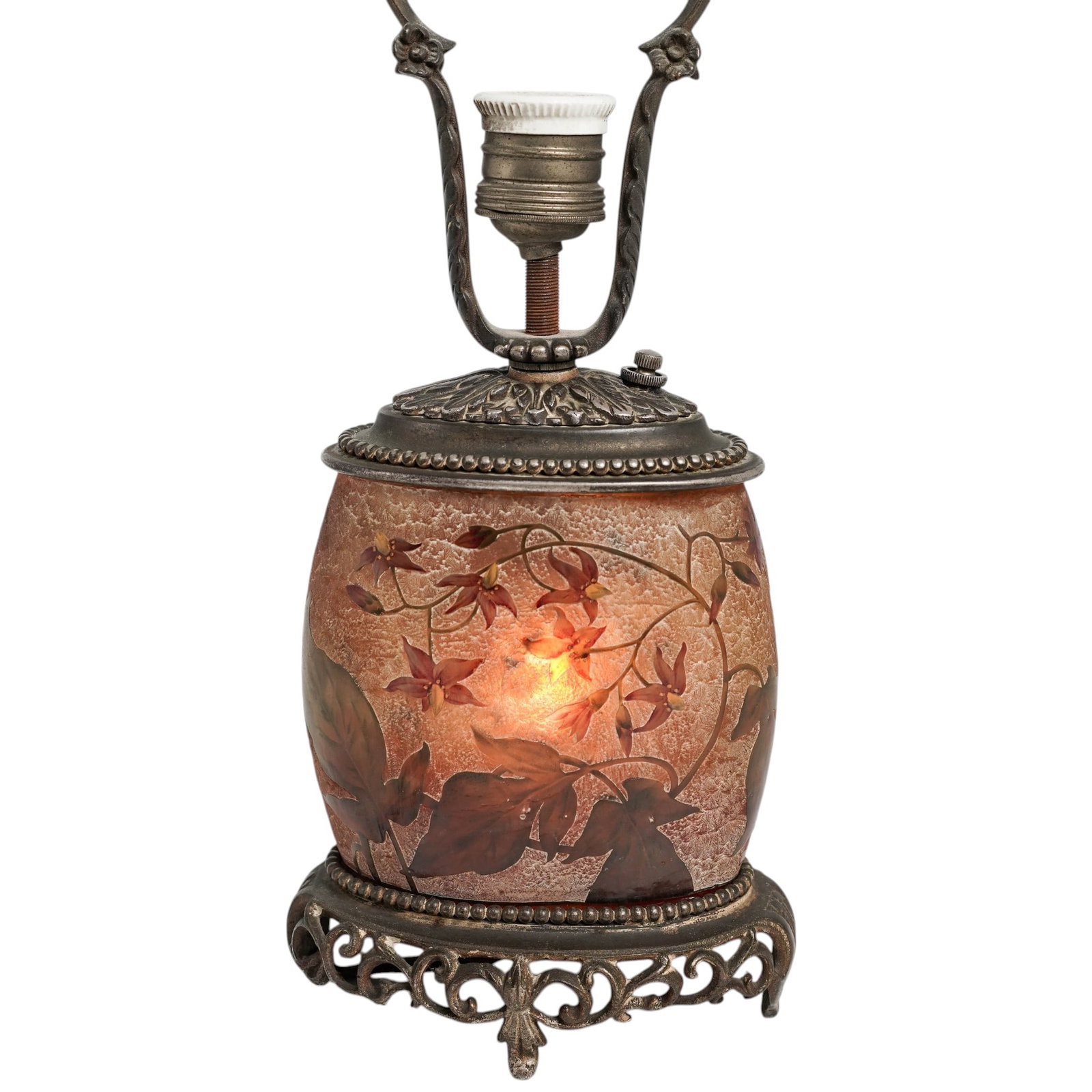 Daum Nancy Floral Cameo Glass Table Lamp (1 of 9)