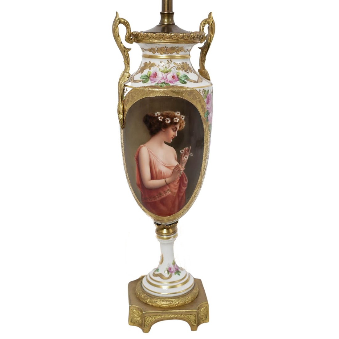 Antique Sevres Painted Porcelain & Gilt Bronze Table Lamp (1 of 9)