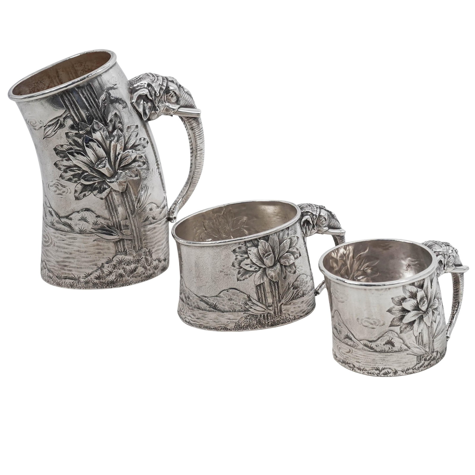 (3 pc) Reed & Barton Silver Plated Elephant Head Mugs (1 of 8)