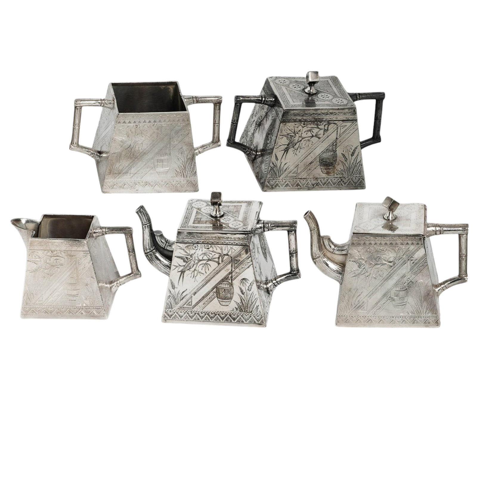 (5 pcs) James W. Tufts Aesthetic Movement Plated Tea Service (1 of 13)