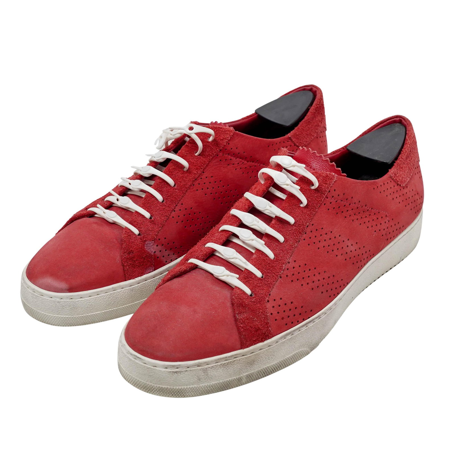Virgil Abloh Off-White Classic Diagonals Low Red Sneakers (1 of 7)
