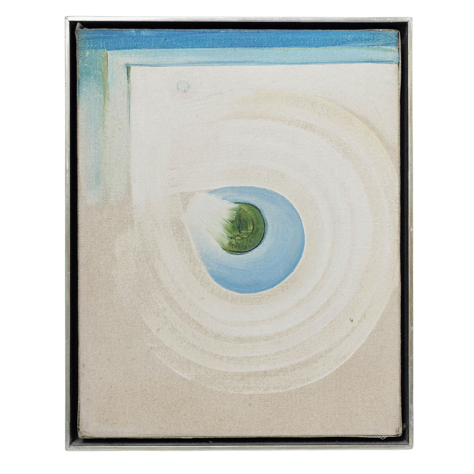 Zita Querido (1917-2003) "Cosmic Eye" Oil Painting: Zita Querido (1917-2003) "Cosmic Eye" Oil Paintingc. 1970s, USAOil on canvas abstract expressionist painting by the Austrian-American artist Zita Querido. The artwork features a centered blue and gree