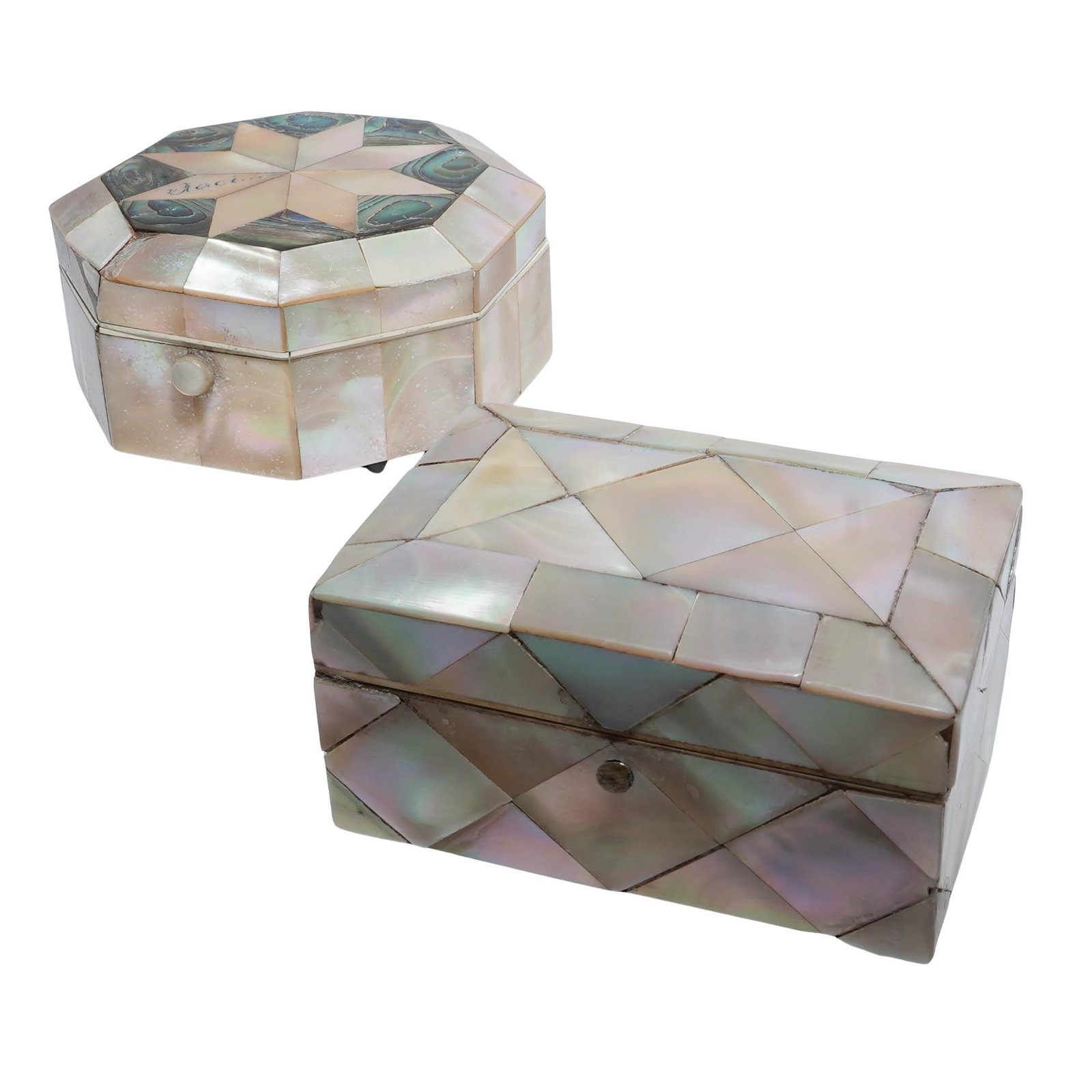 (2 Pc) Victorian Mother Of Pearl Veneered Boxes (1 of 6)