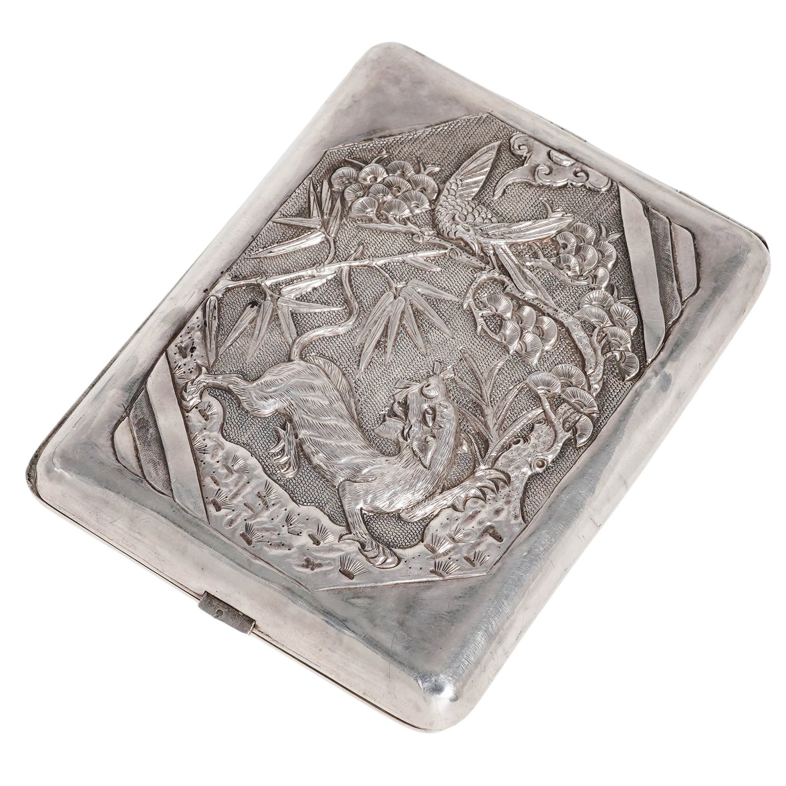 Chinese Export Silver Dragon Cigarette Case - 2
