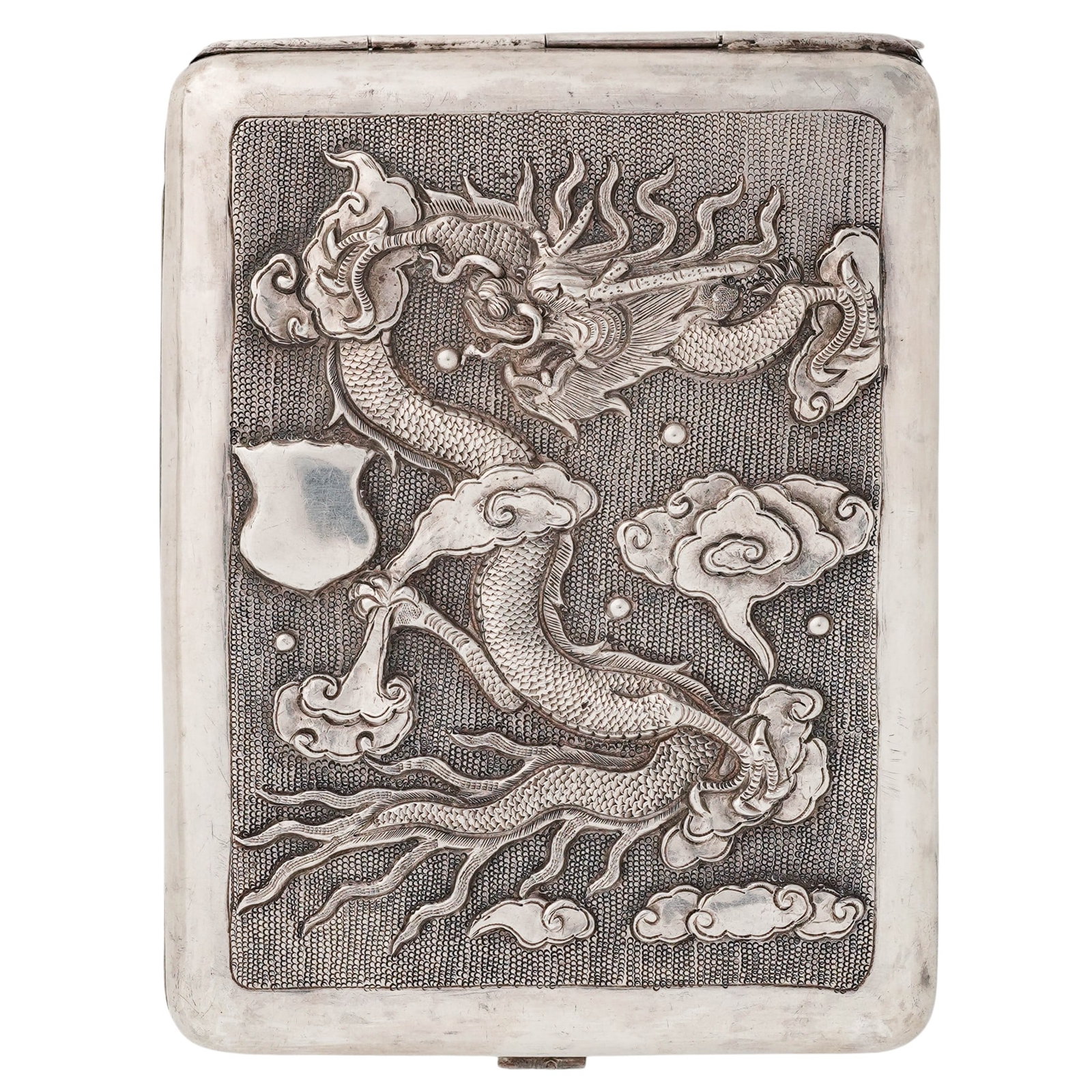 Chinese Export Silver Dragon Cigarette Case - 4