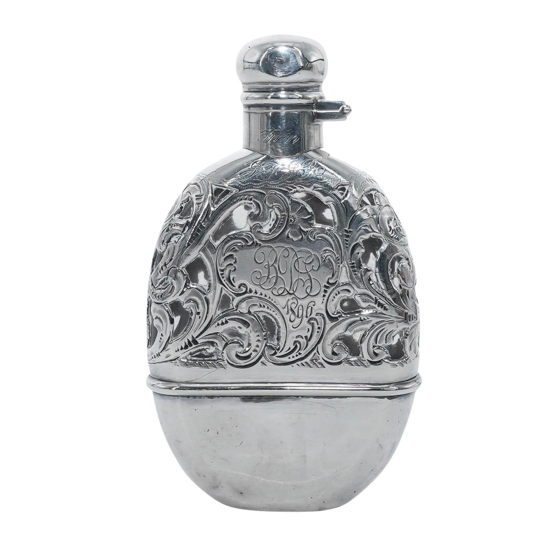 Antique Sterling Silver Overlaid Glass Flask (1 of 5)