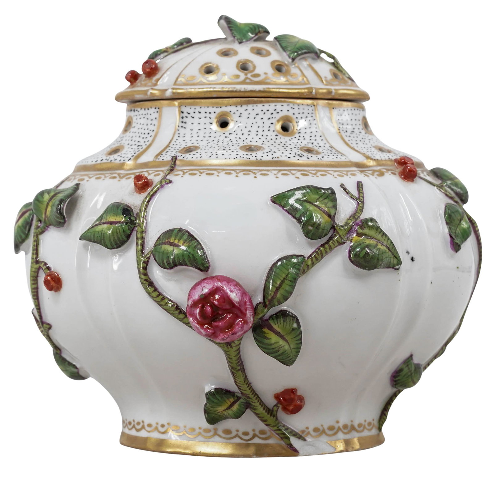 18th C. French Mennecy-Villeroy Porcelain Pot-Pourri Vase (1 of 5)