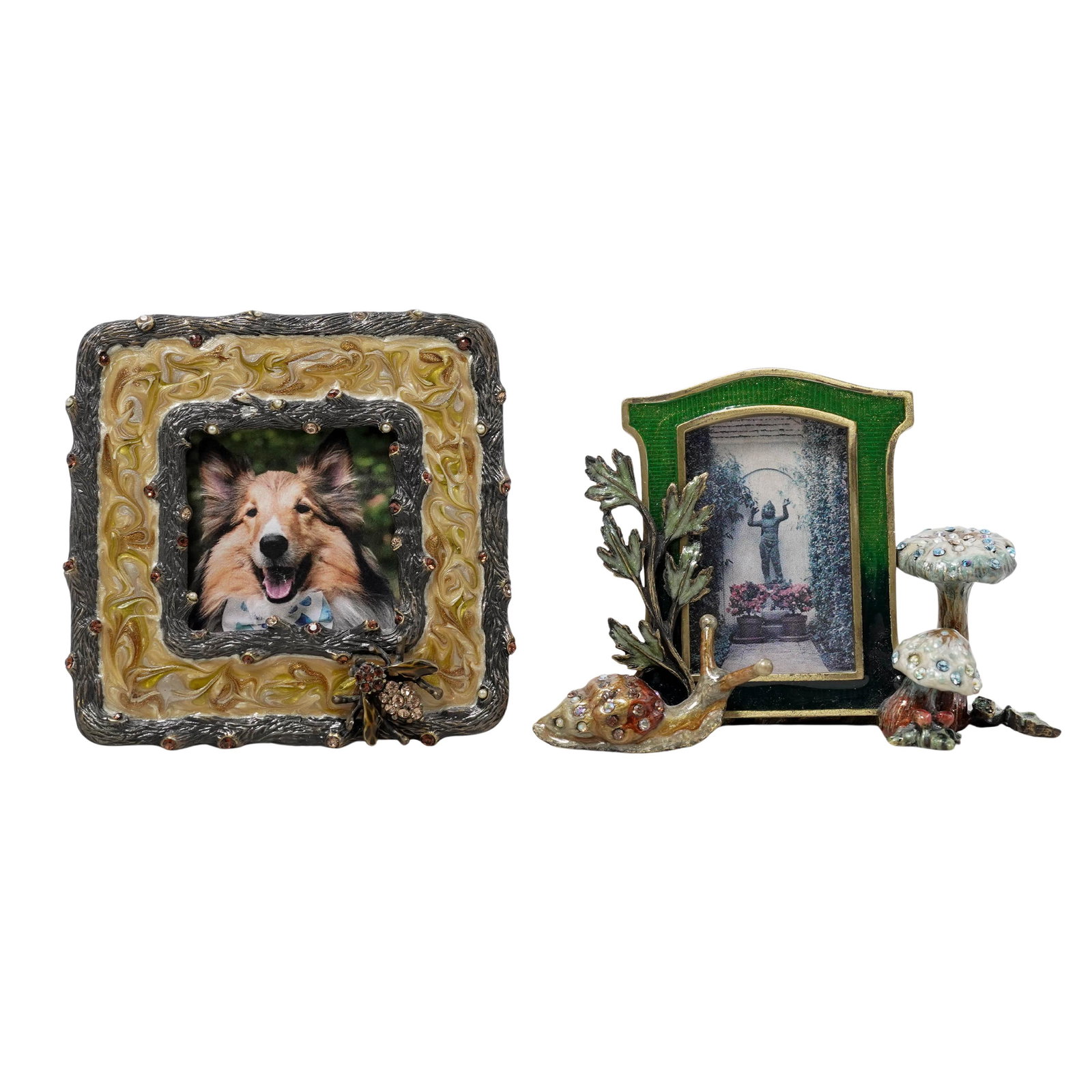 (2 pc) Jay Strongwater Jeweled & Enameled Miniature Picture Frames (1 of 5)